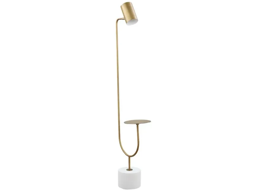 Jodie Round Base Floor Lamp Antique Brass and Grey