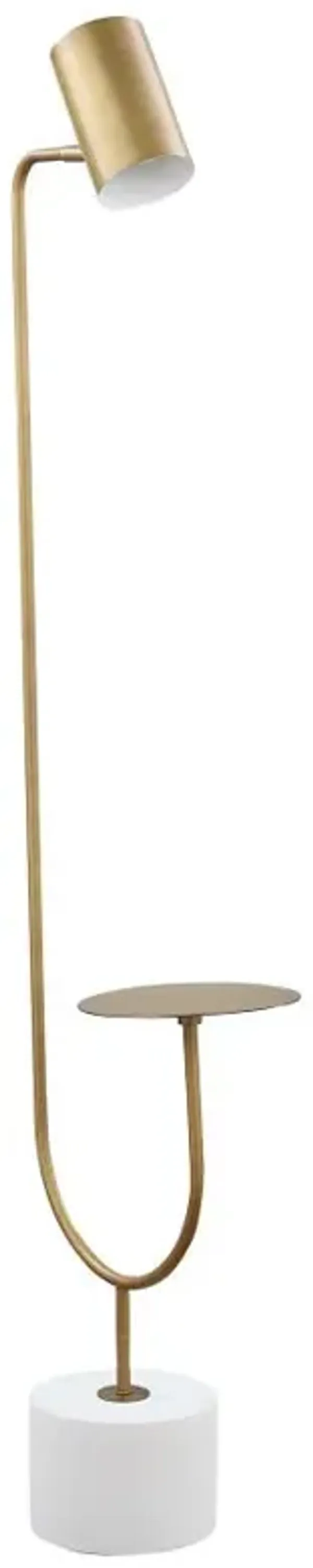 Jodie Round Base Floor Lamp Antique Brass and Grey