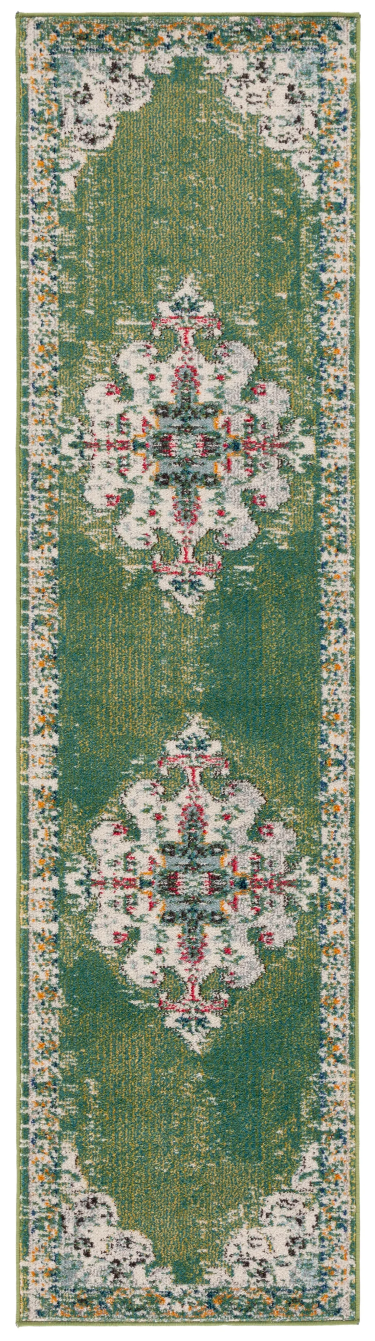 MADISON 452 GREEN  2'-2' x 8' Runner Rug