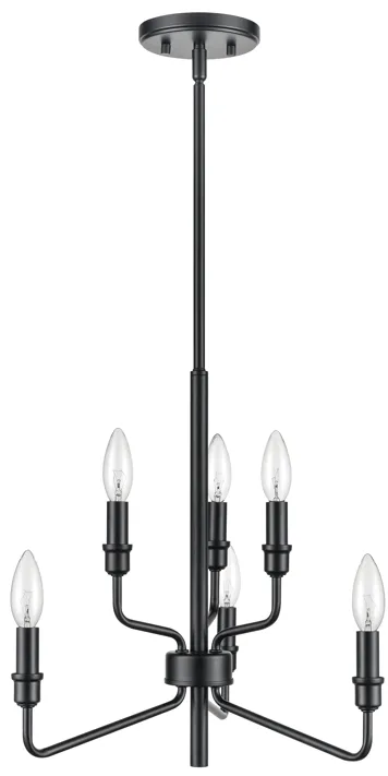 Saginaw 18" Wide 6-Light Chandelier - Matte Black