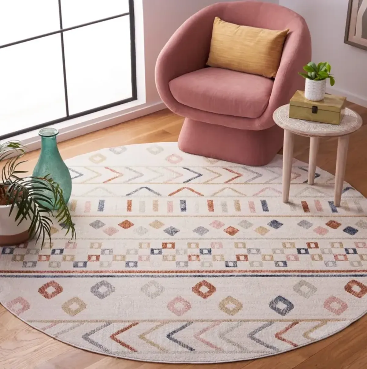 BLAIR WASHABLE 226 Multi 6'-7' X 6'-7' Round Round Rug
