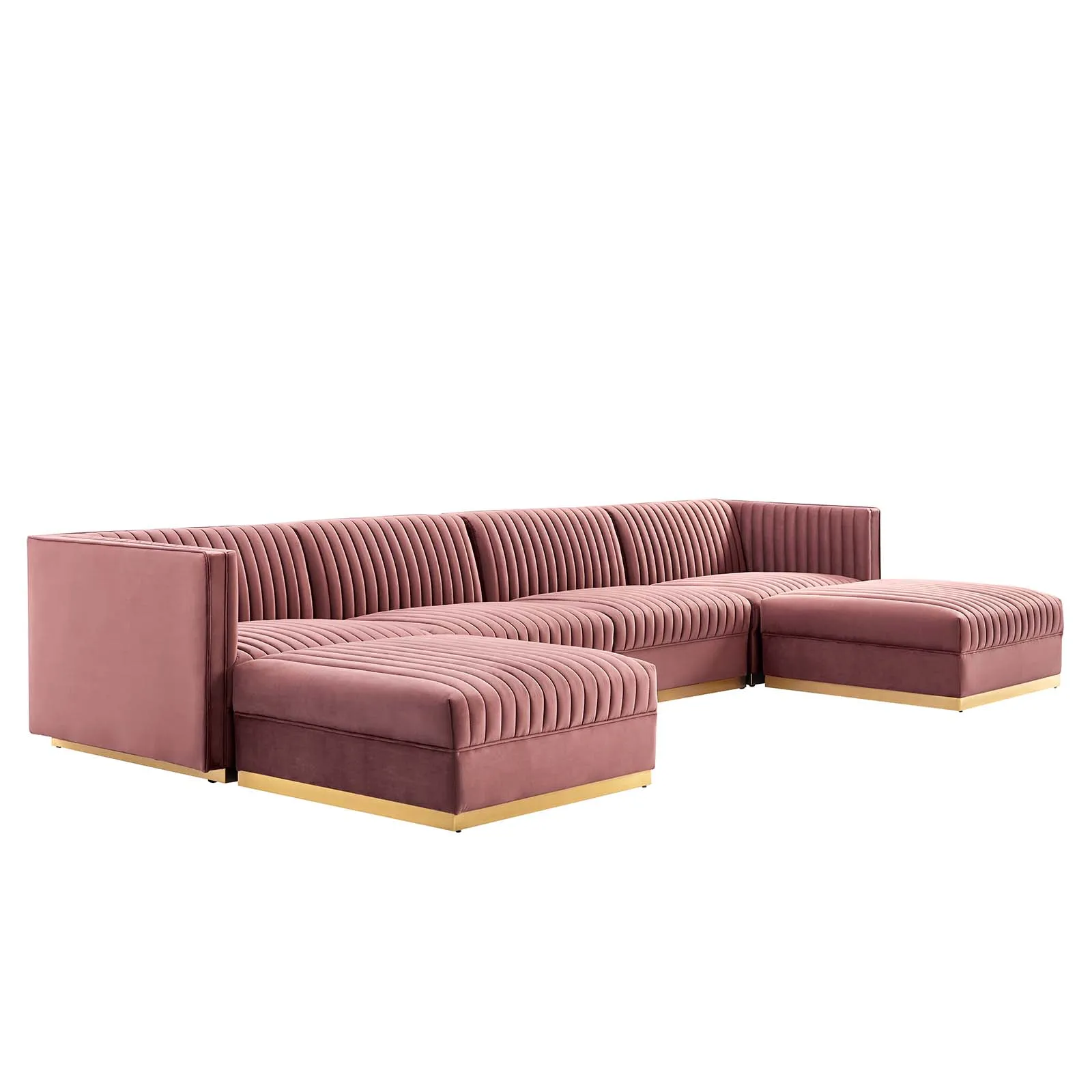 Sanguine Channel Tufted Performance Velvet 6-Piece Modular Sectional