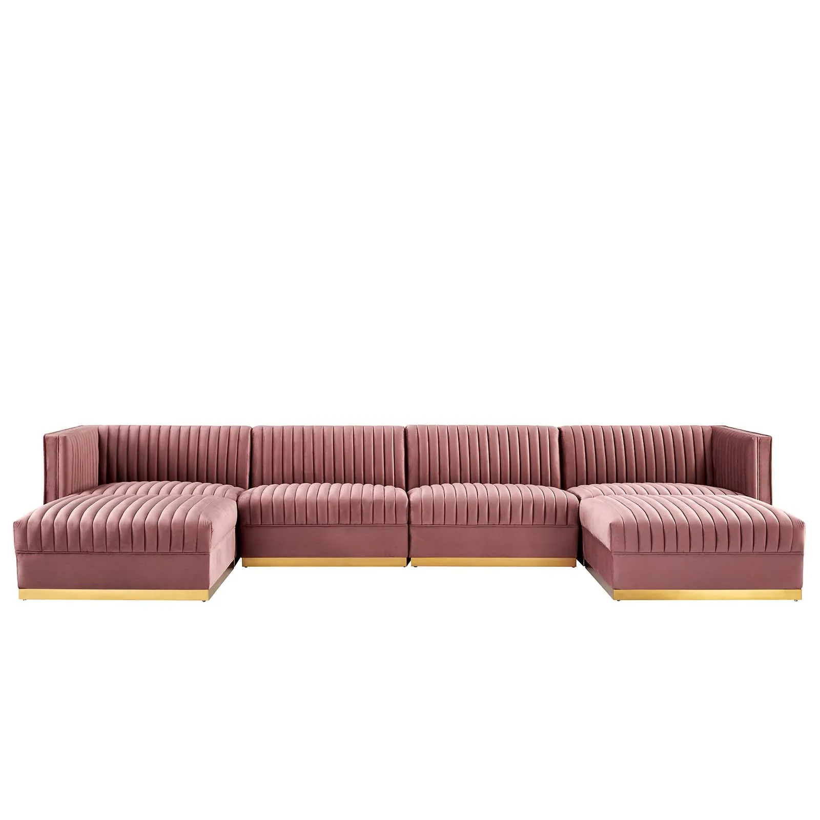 Sanguine Channel Tufted Performance Velvet 6-Piece Modular Sectional