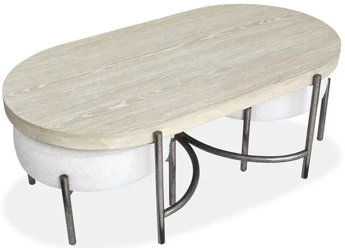 Oval Cocktail Table w/2 Ottomans (Uph. Seat)