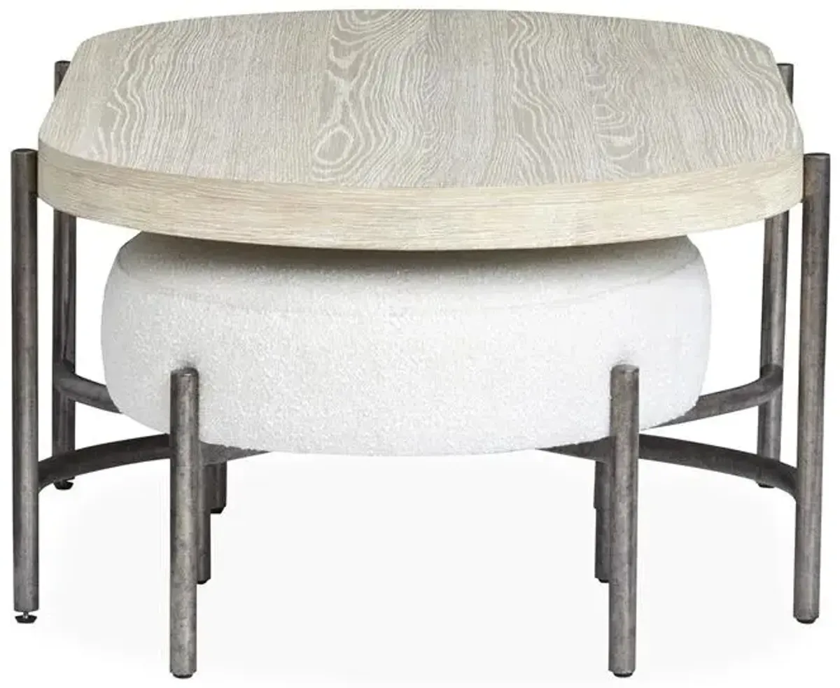 Oval Cocktail Table w/2 Ottomans (Uph. Seat)