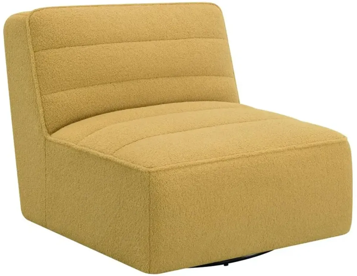 Cobie Upholstered Swivel Armless Chair Mustard