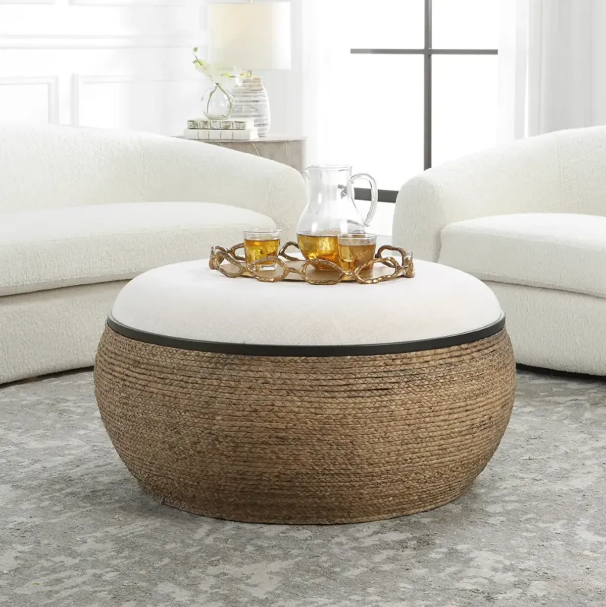 Island Straw Storage Coffee Table