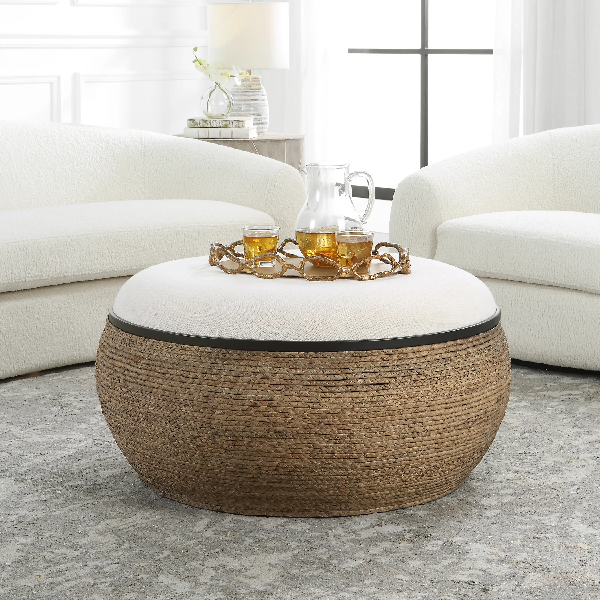 Island Straw Storage Coffee Table