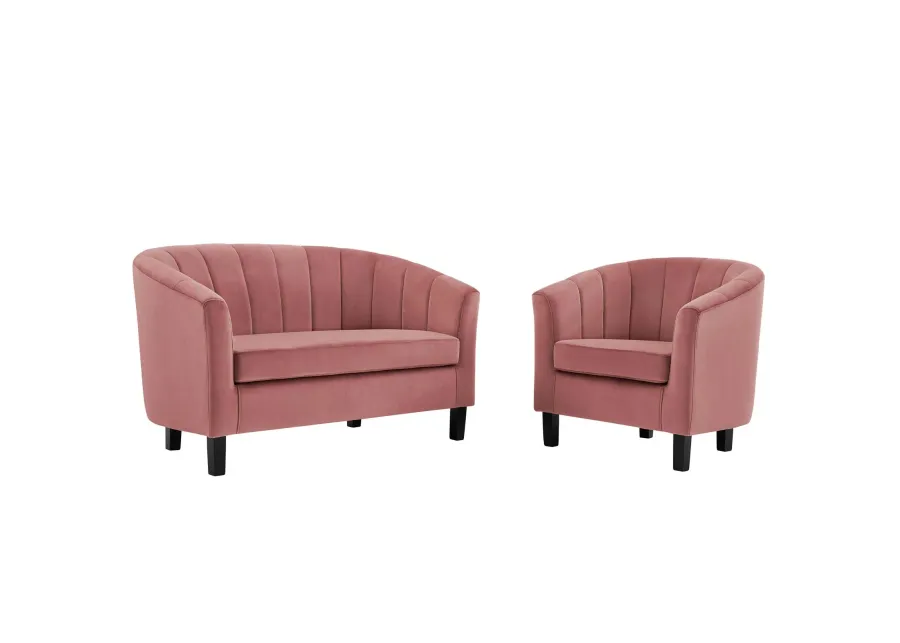 Prospect Channel Tufted Performance Velvet Loveseat and Armchair Set