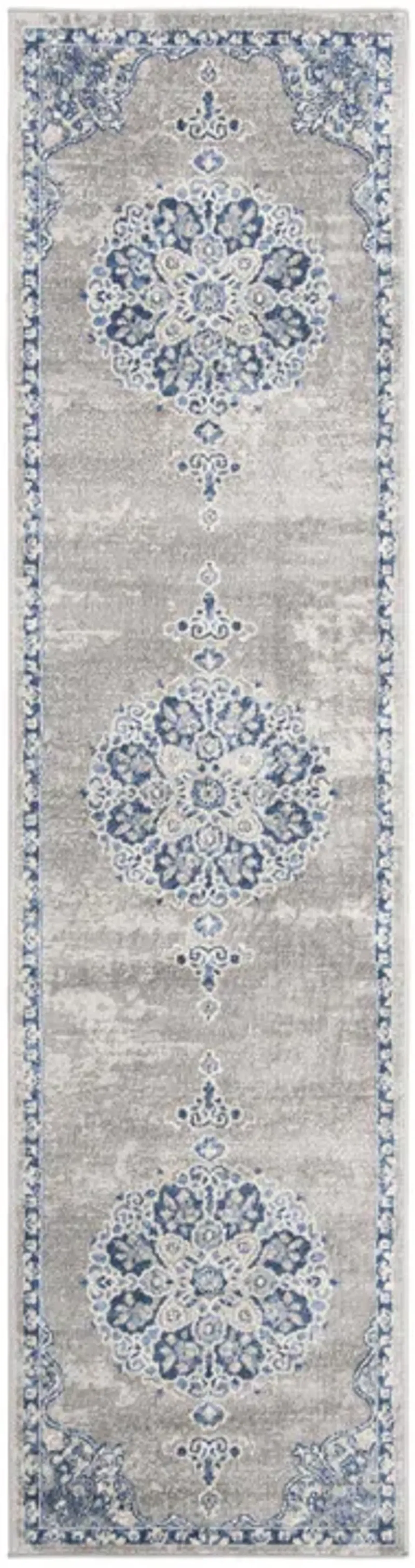 Brentwood 867 Light Grey / Blue 2' X 4' Accent Powerloomed Rug