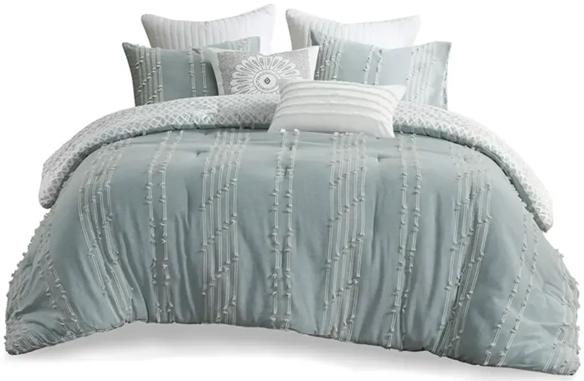 INK+IVY Kara Aqua 3 Piece Cotton Jacquard Comforter Set