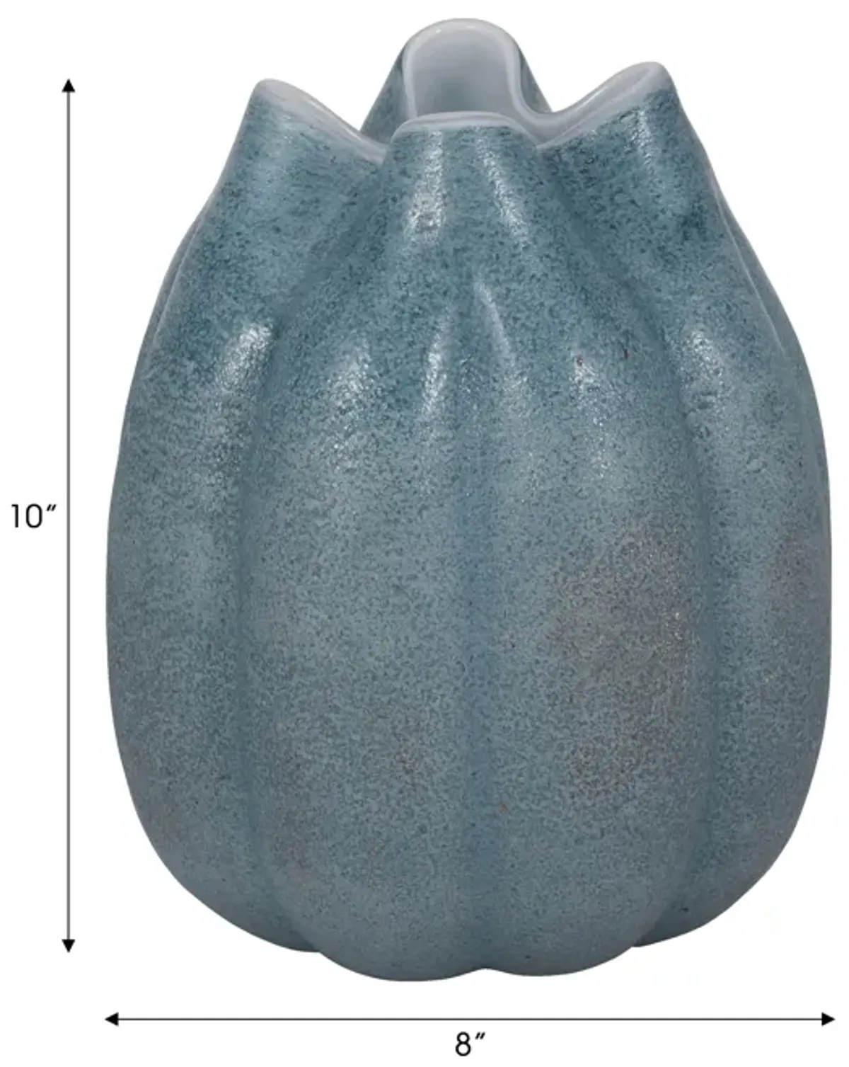 10" Glass Sea Urchin Vase, Blue