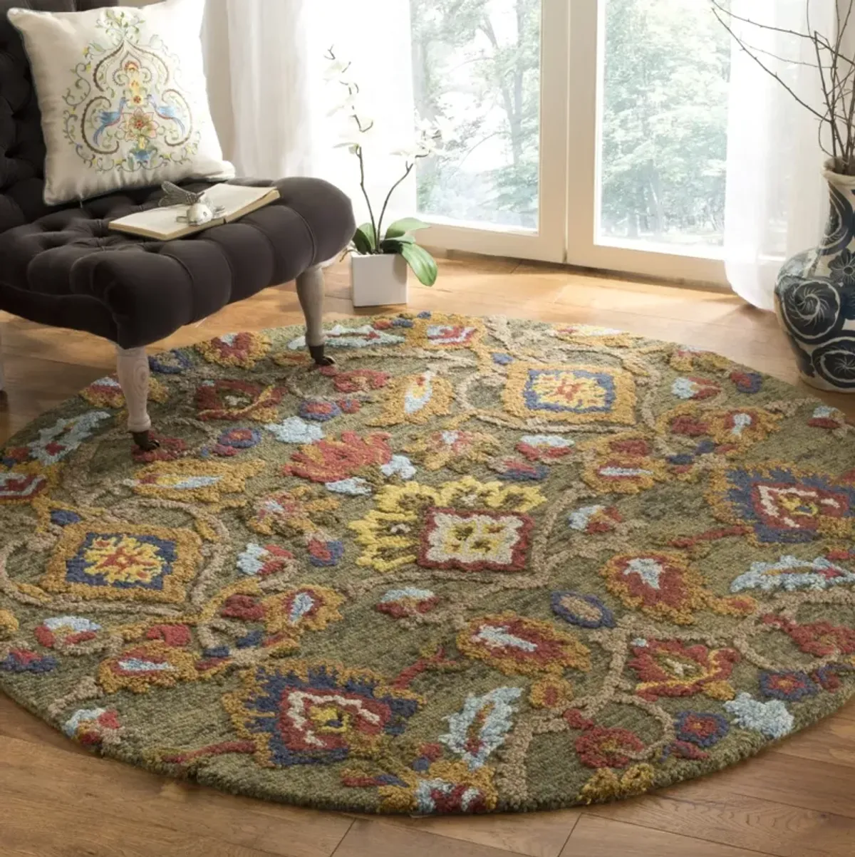 BLOSSOM 402 GREEN  11' x 11' Round Round Rug