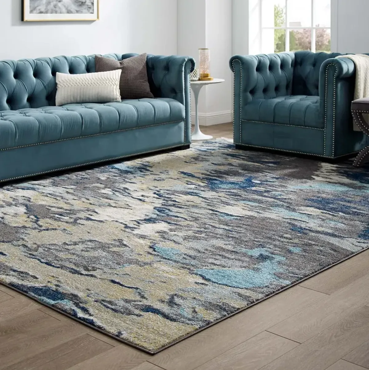 Entourage Foliage Contemporary Modern Abstract 8x10 Area Rug