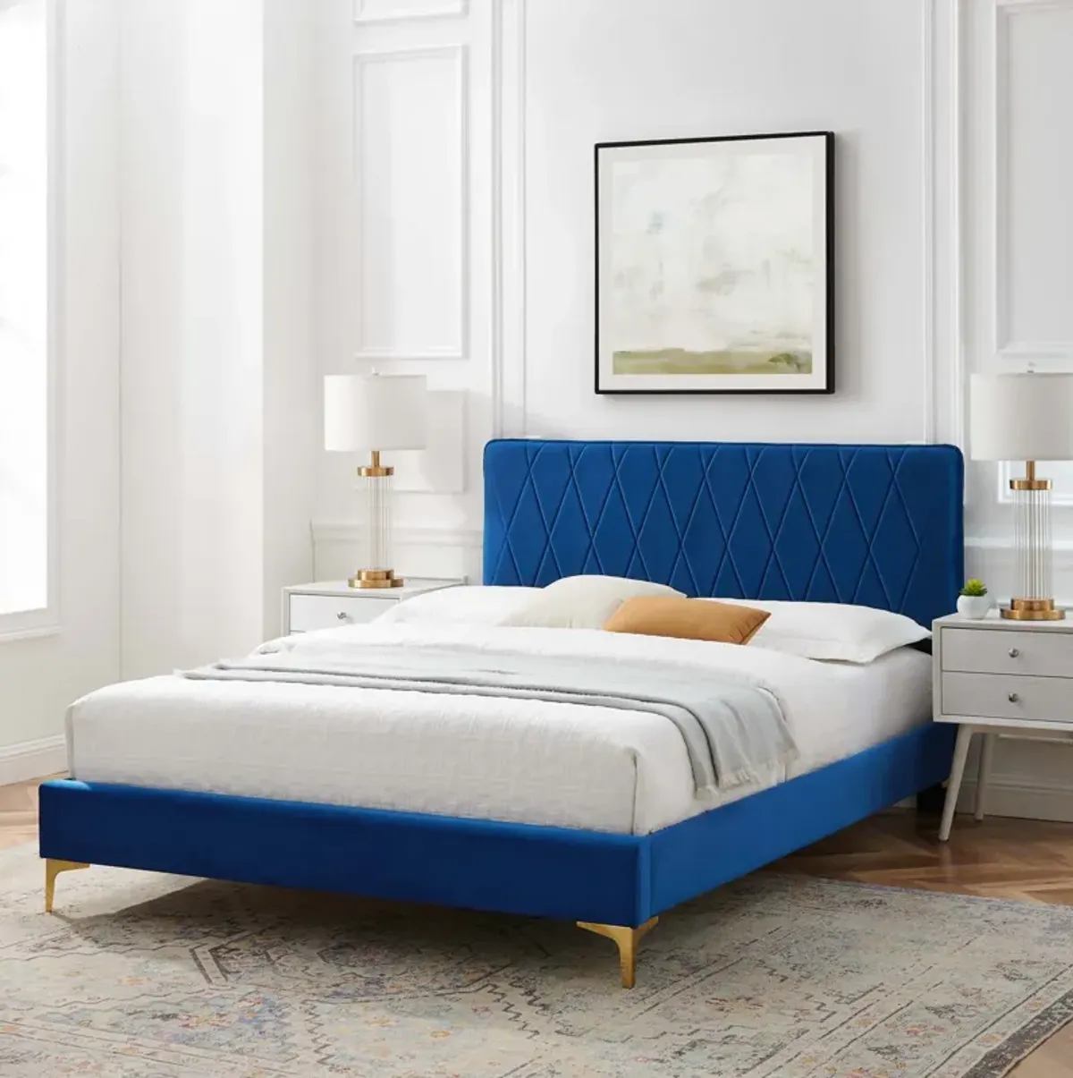 Phillipa Performance Velvet King Platform Bed