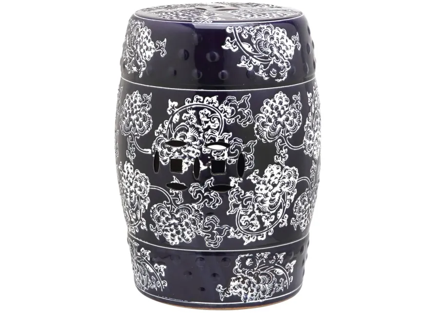 Midnight Flower Garden Stool