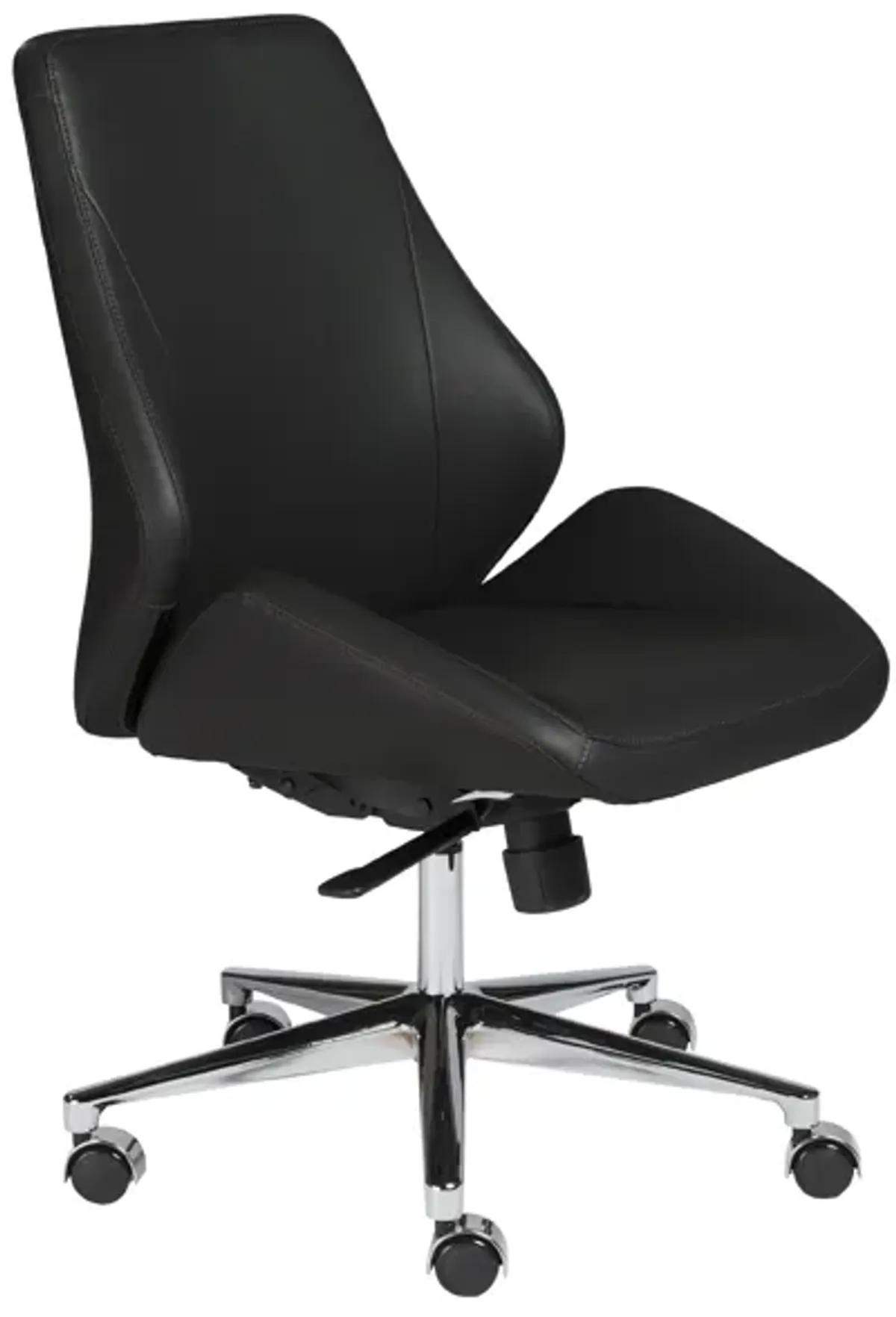 Bergen Low Back Office Chair w/o Armrests in Black with Chromed Aluminum Base