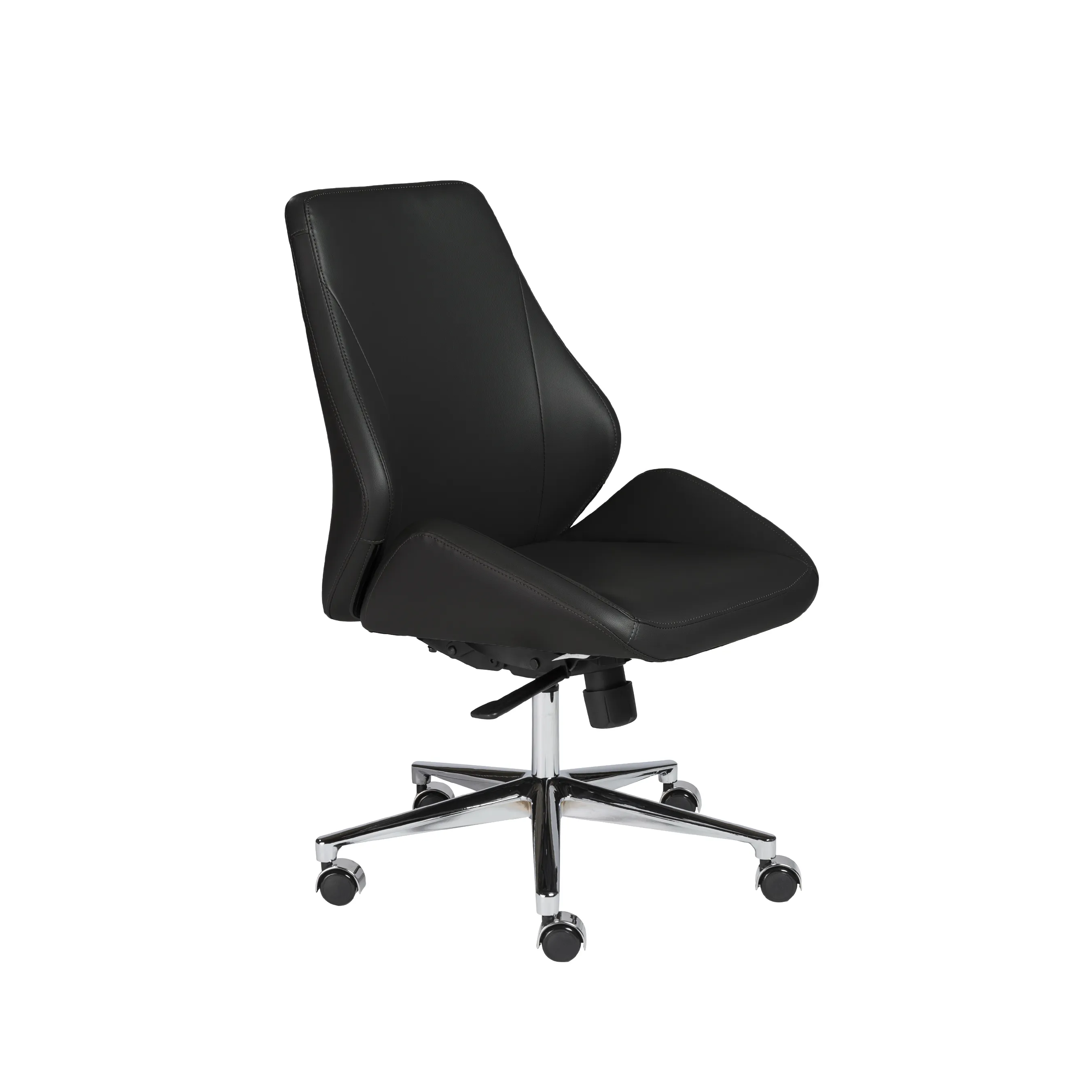 Bergen Low Back Office Chair w/o Armrests in Black with Chromed Aluminum Base