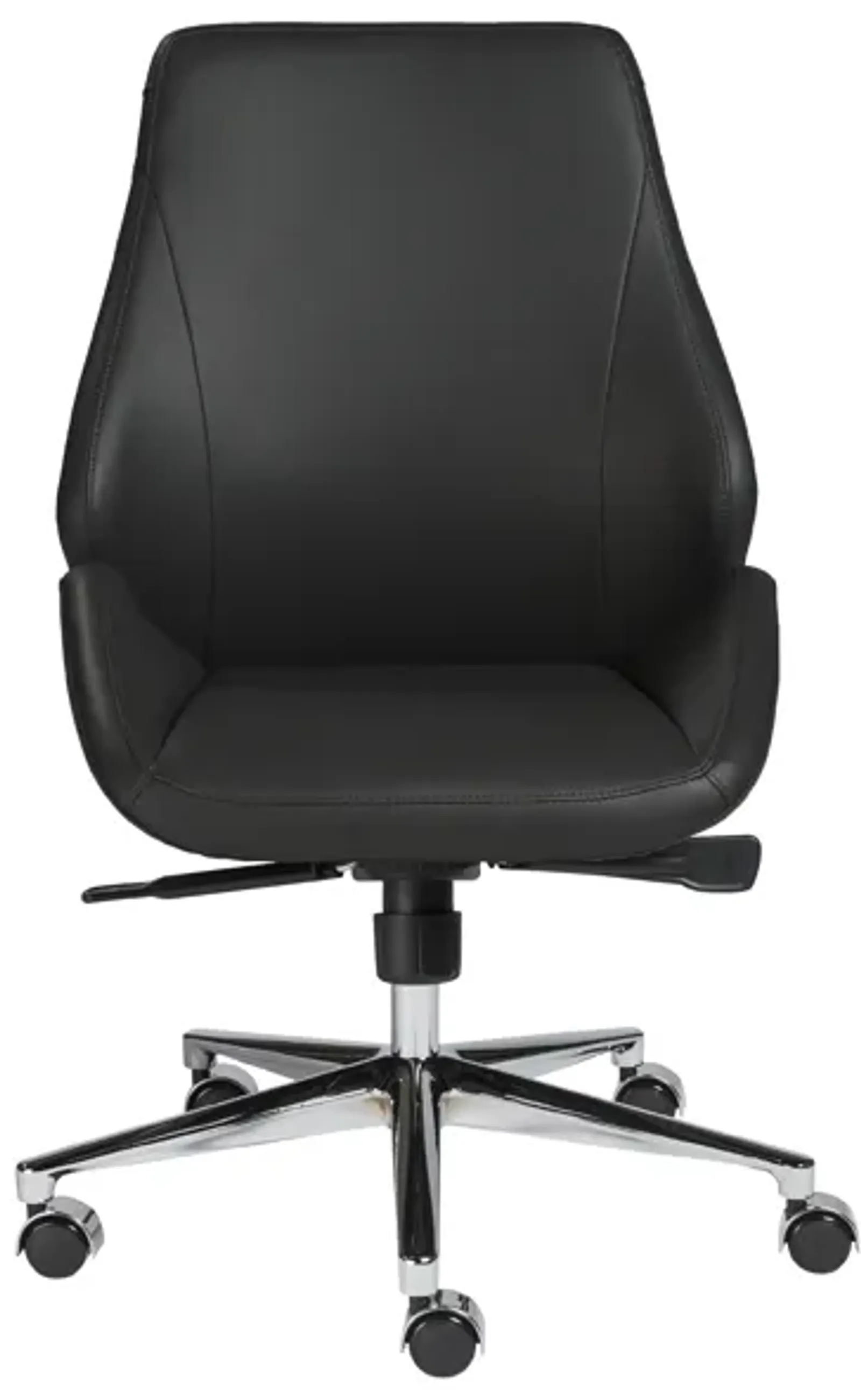 Bergen Low Back Office Chair w/o Armrests in Black with Chromed Aluminum Base