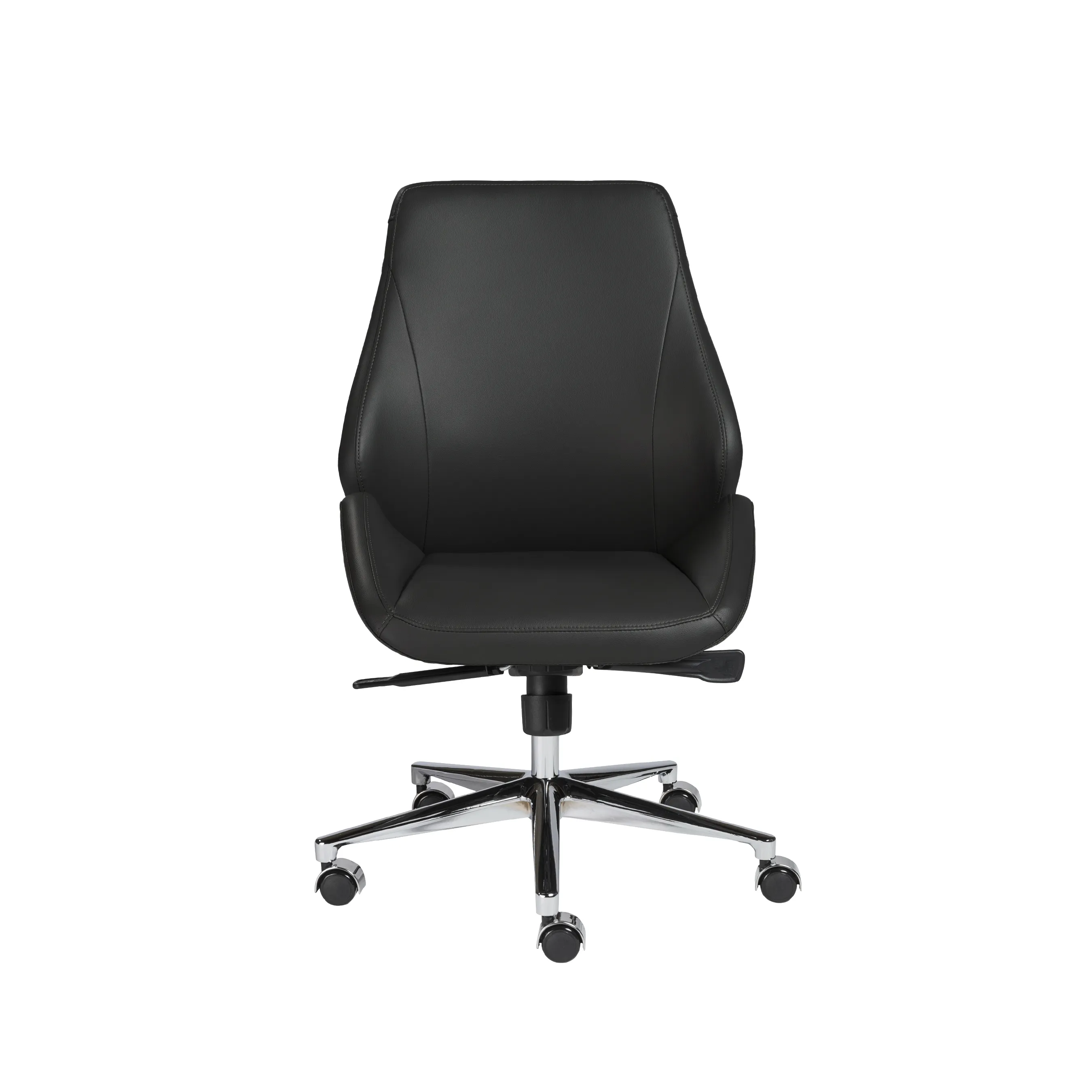 Bergen Low Back Office Chair w/o Armrests in Black with Chromed Aluminum Base