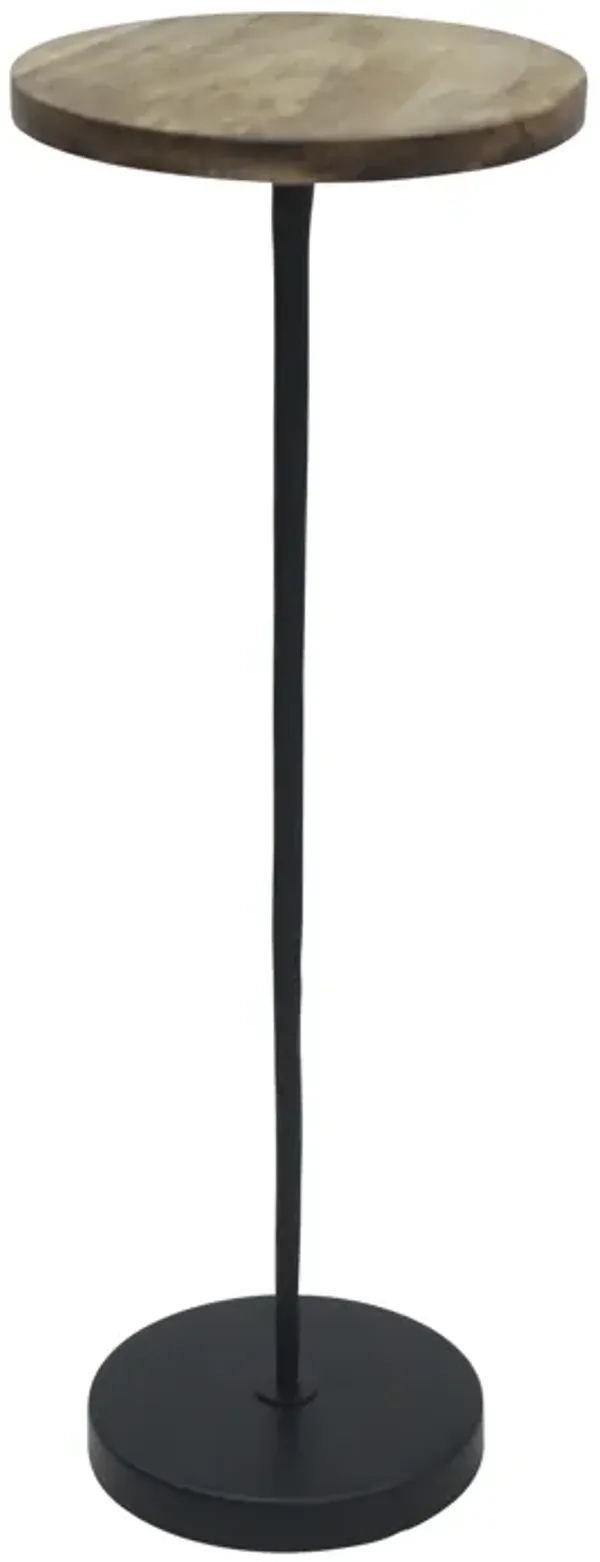 Metal/wood, 21"h Drink Table, Brown/black