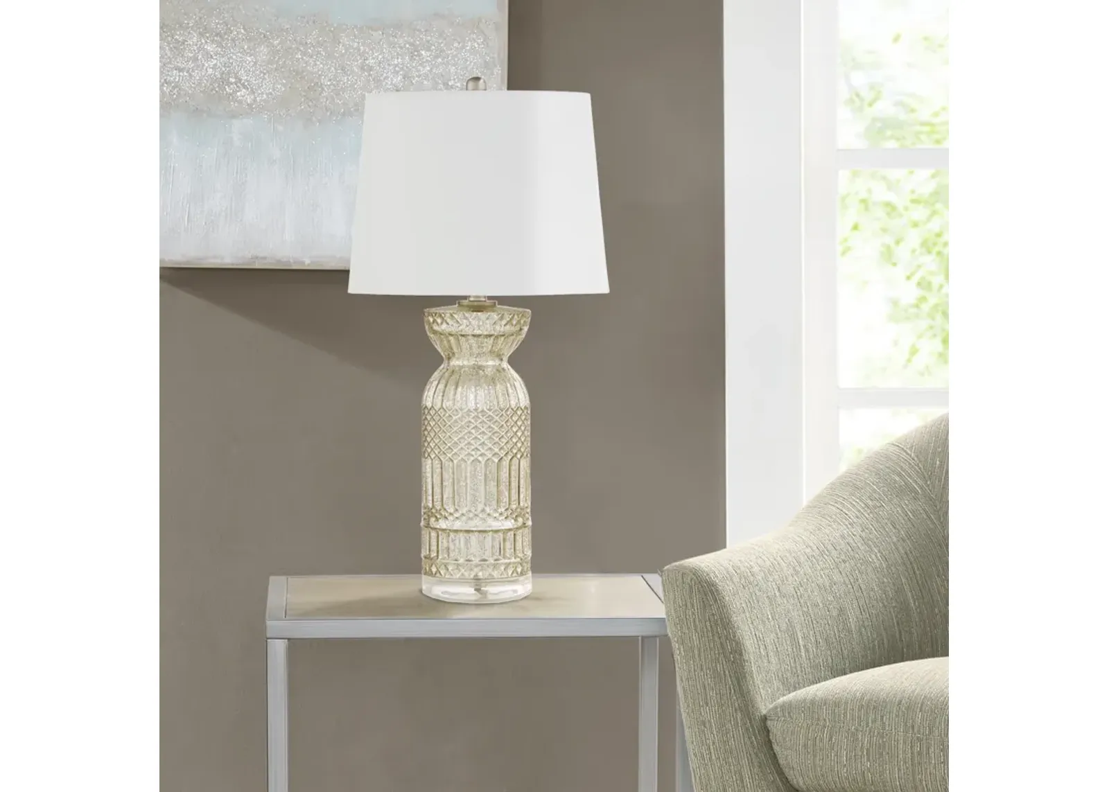 Textured Glass and Acrylic Base Table Lamp