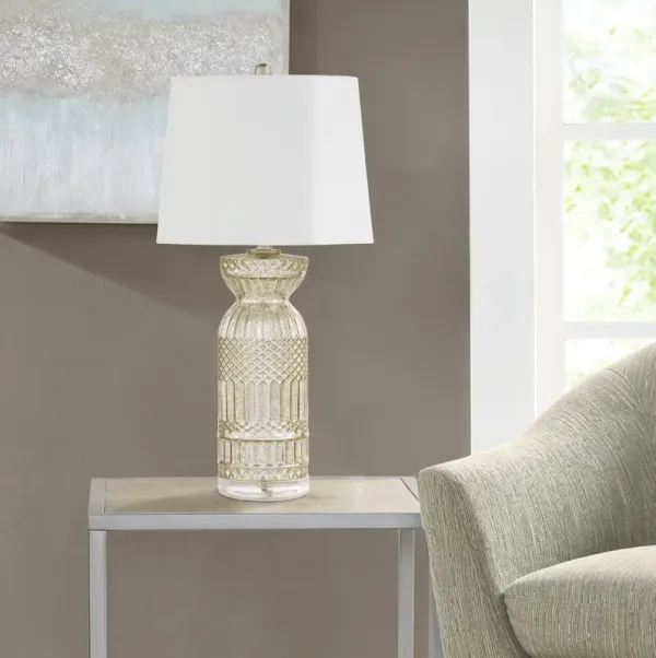 Textured Glass And Acrylic Base Table Lamp