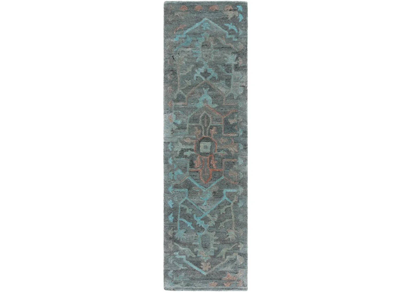 ANATOLIA 402 TEAL  2'-3' x 8' Runner Rug