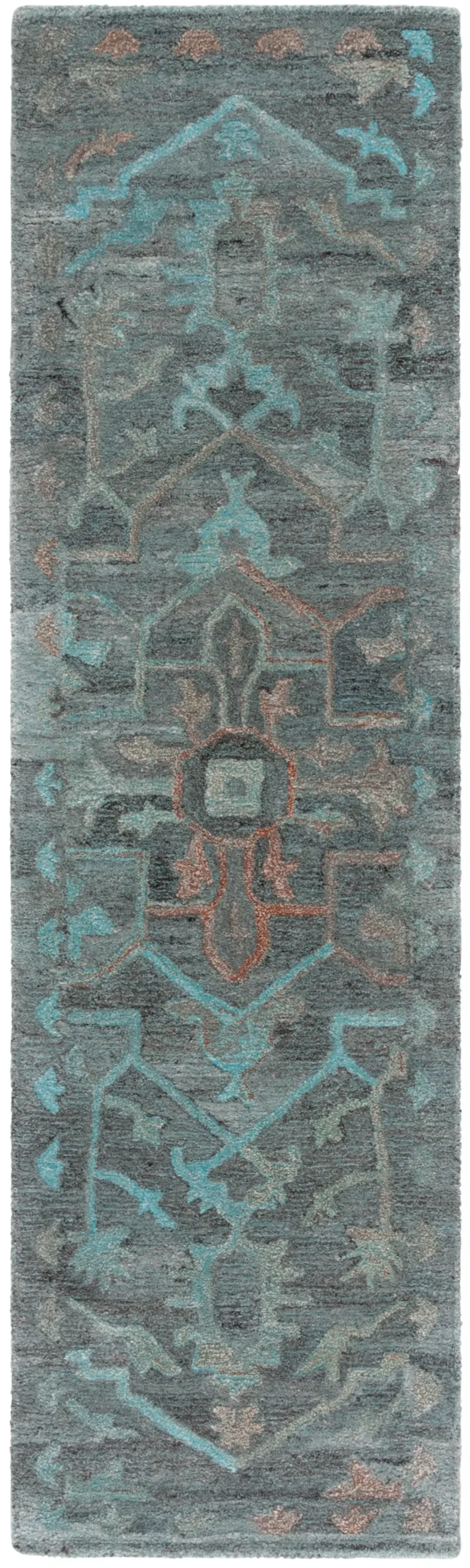 ANATOLIA 402 TEAL  2'-3' x 8' Runner Rug