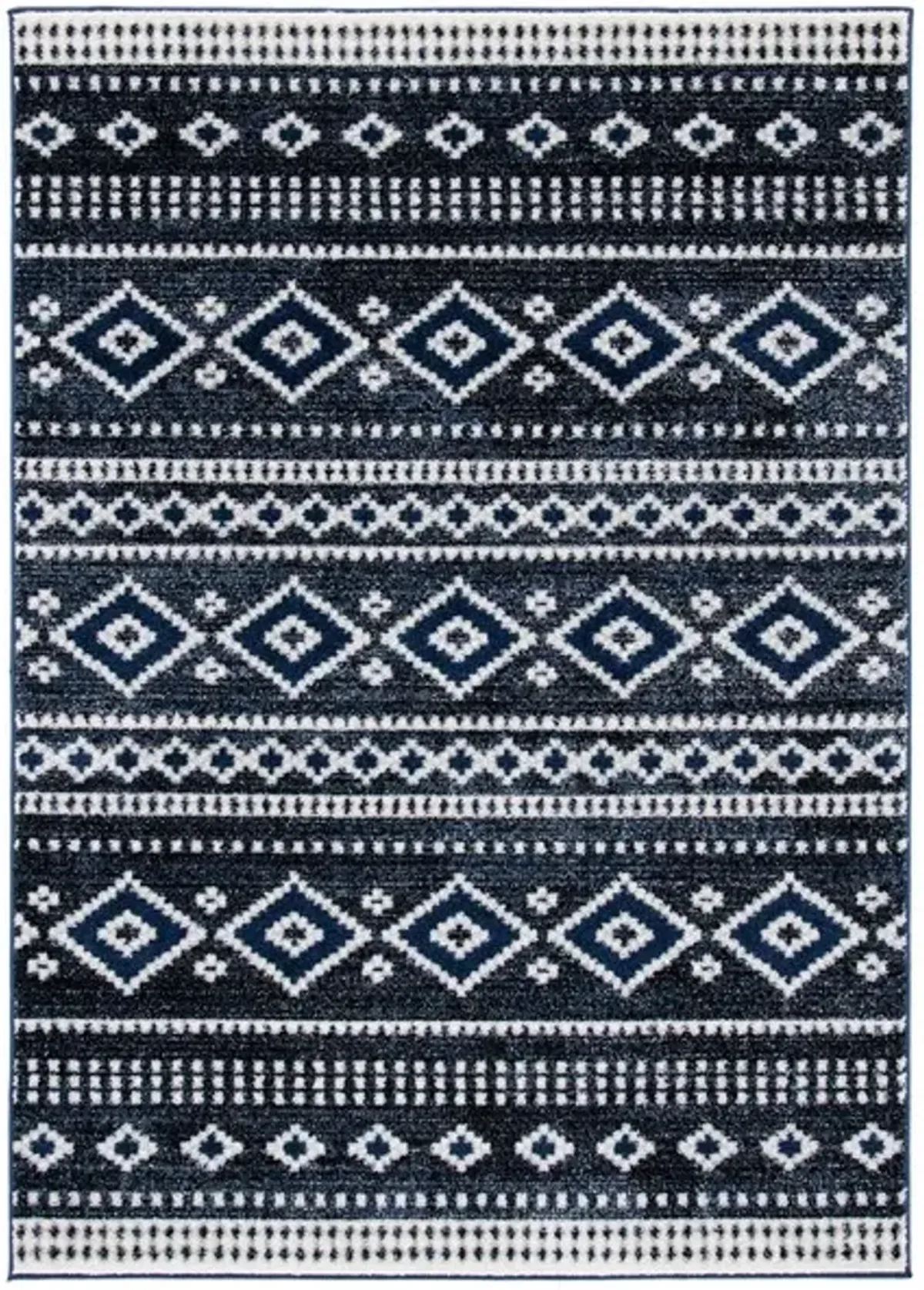 ADIRONDACK Contemporary Dark Grey / Ivory 5'-1" X 7'-6" Powerloomed Rug