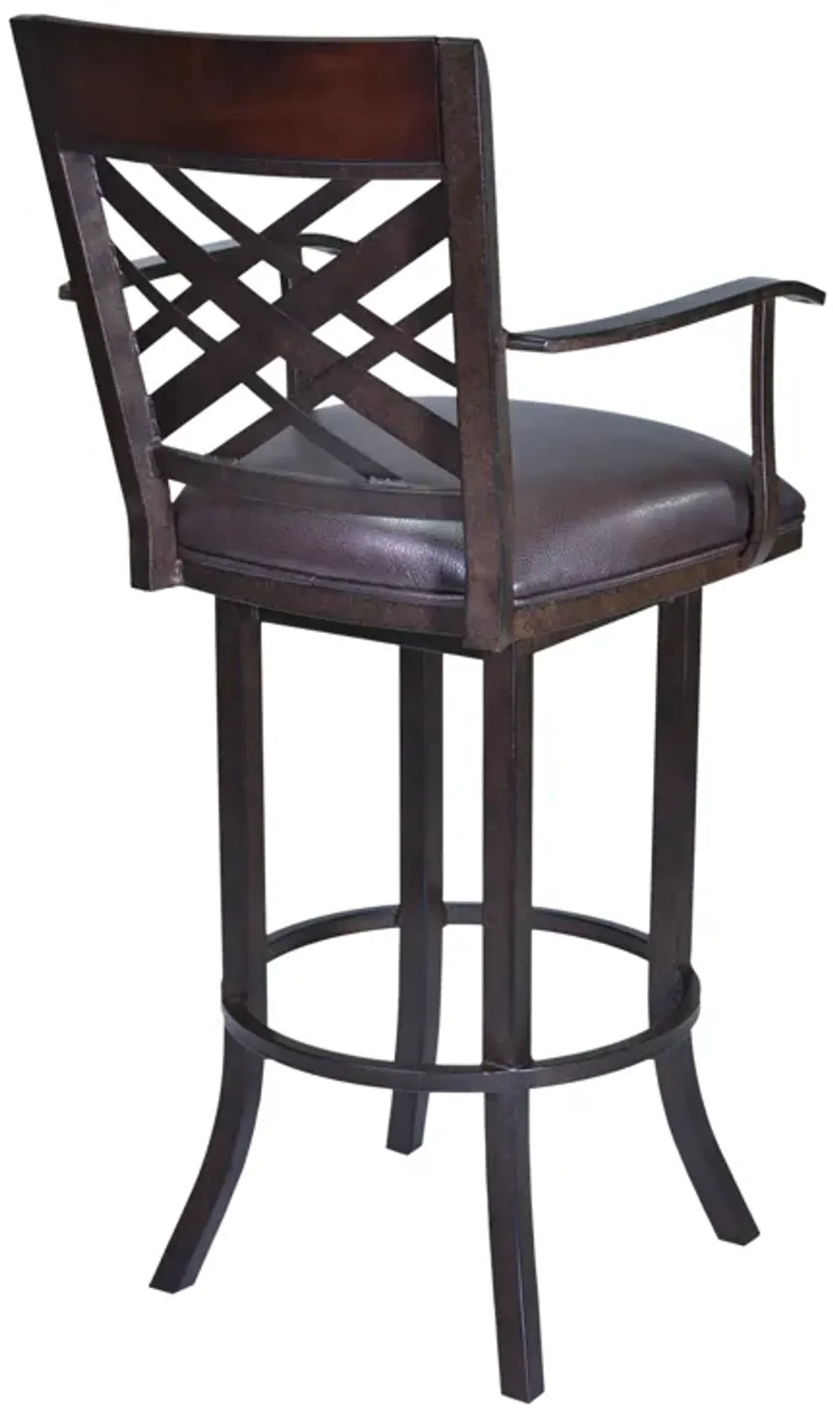 Tahiti 30" Arm Barstool in Auburn Bay finish with Brown Pu upholstery