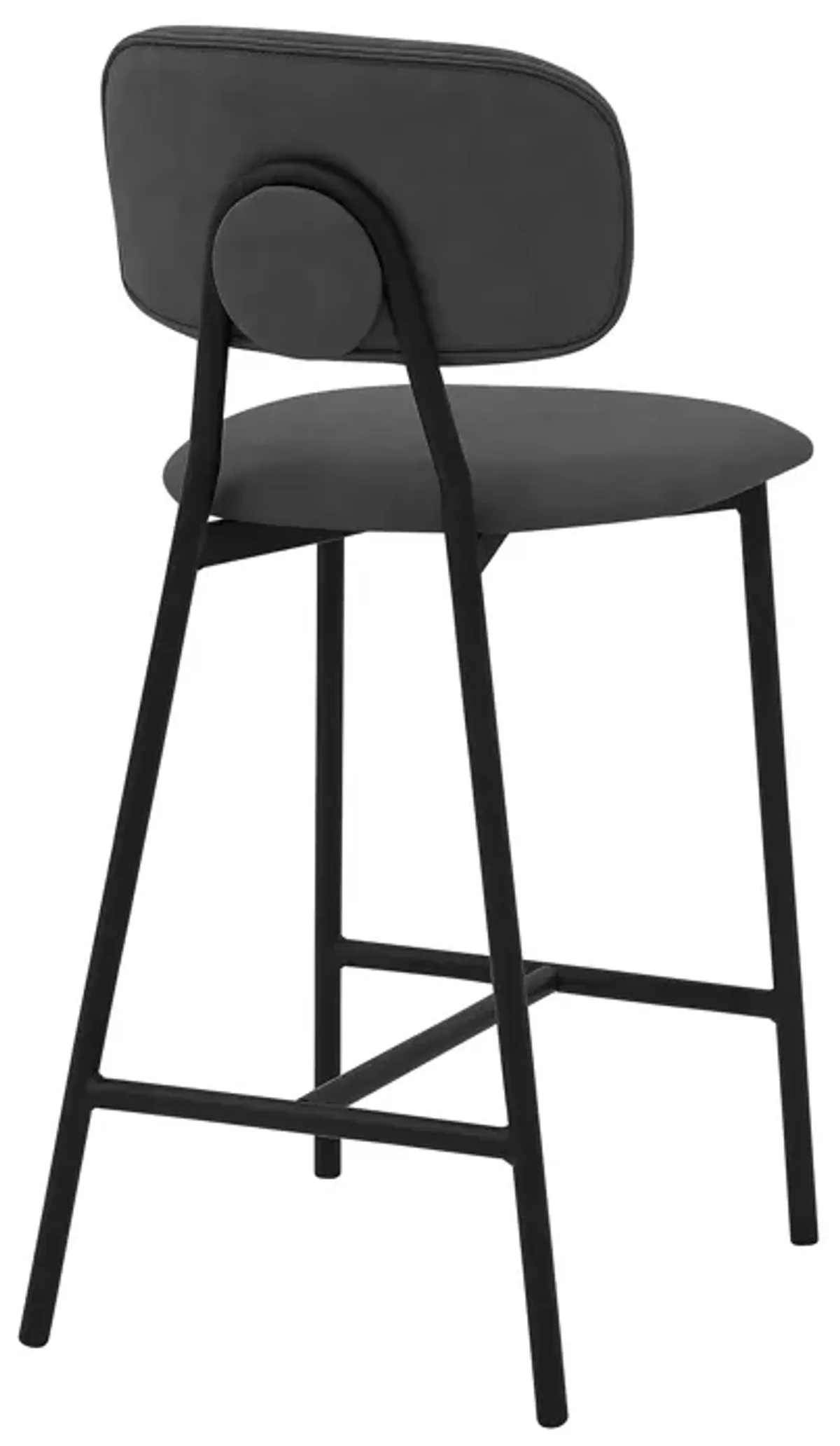 Rococo 26" Gray Faux Leather and Metal Counter Height Bar Stool