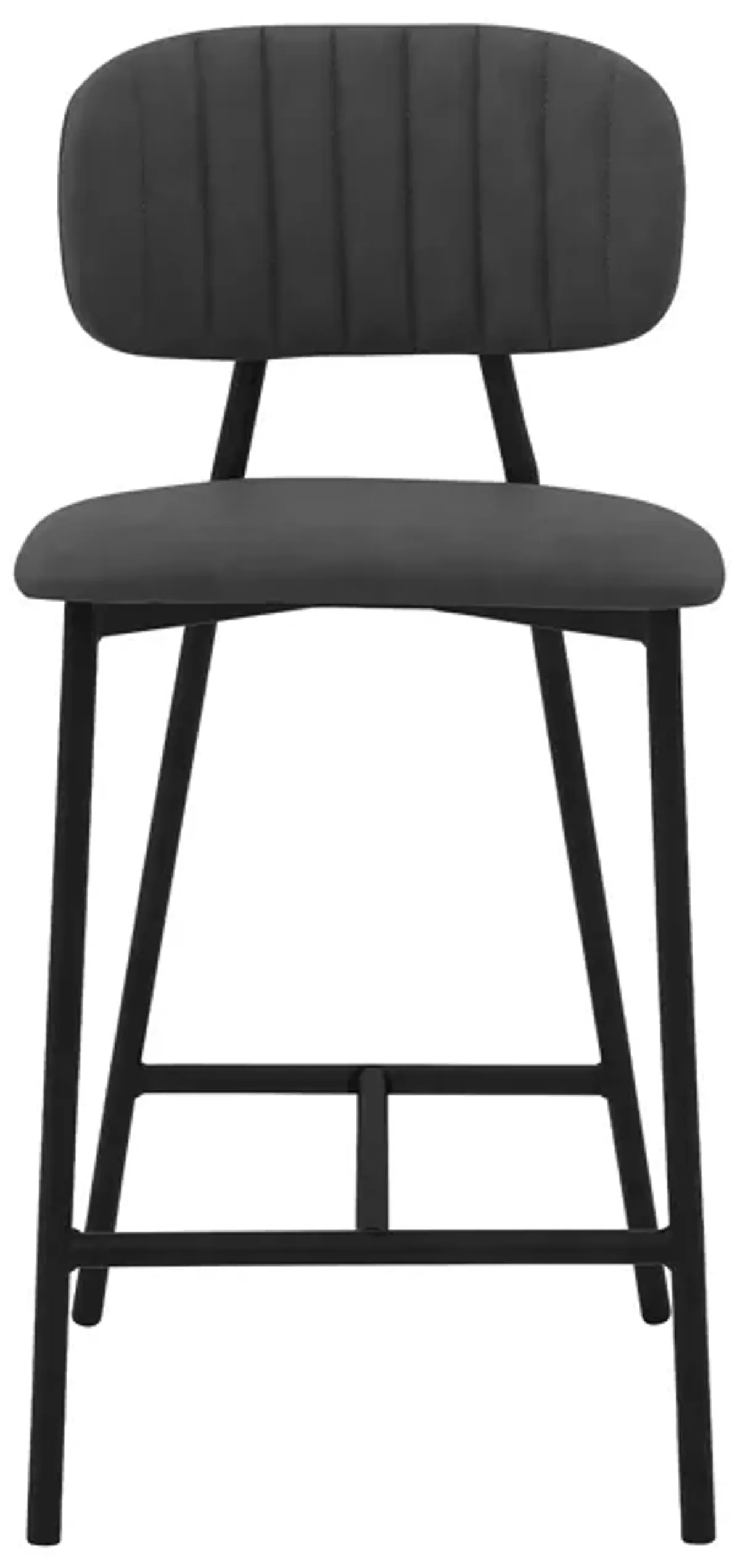 Rococo 26" Gray Faux Leather and Metal Counter Height Bar Stool