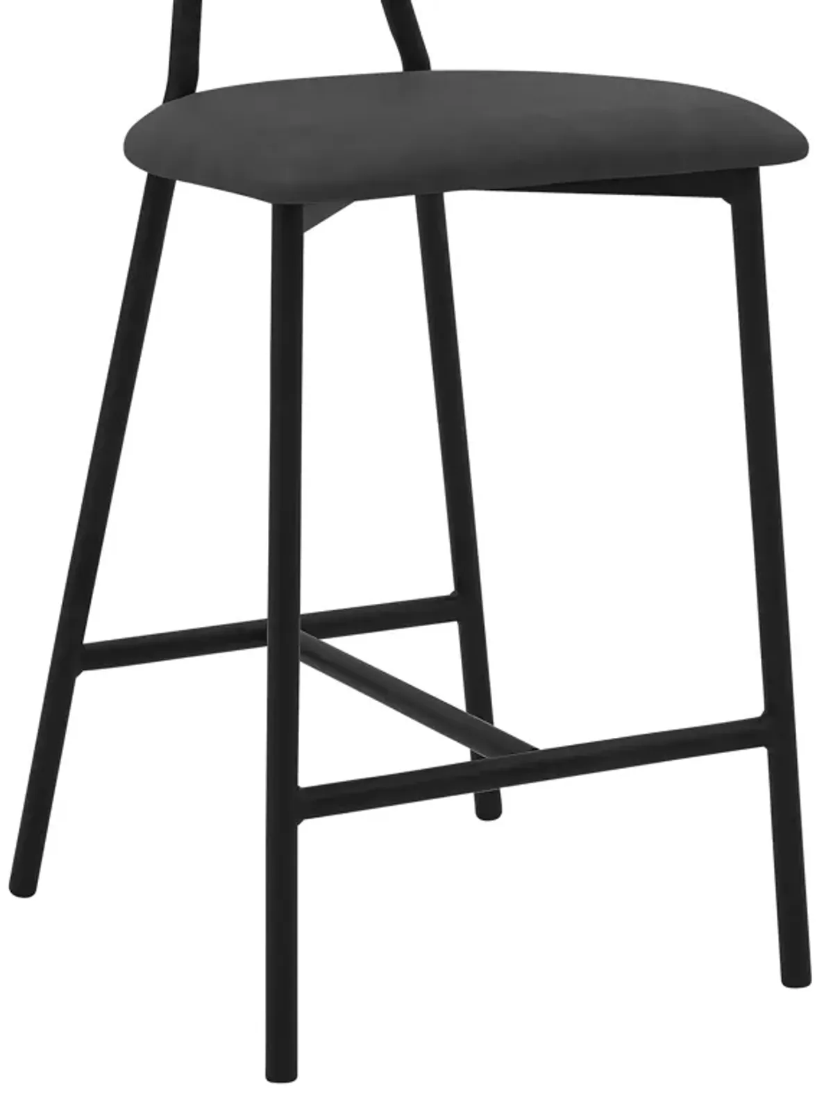 Rococo 26" Gray Faux Leather and Metal Counter Height Bar Stool