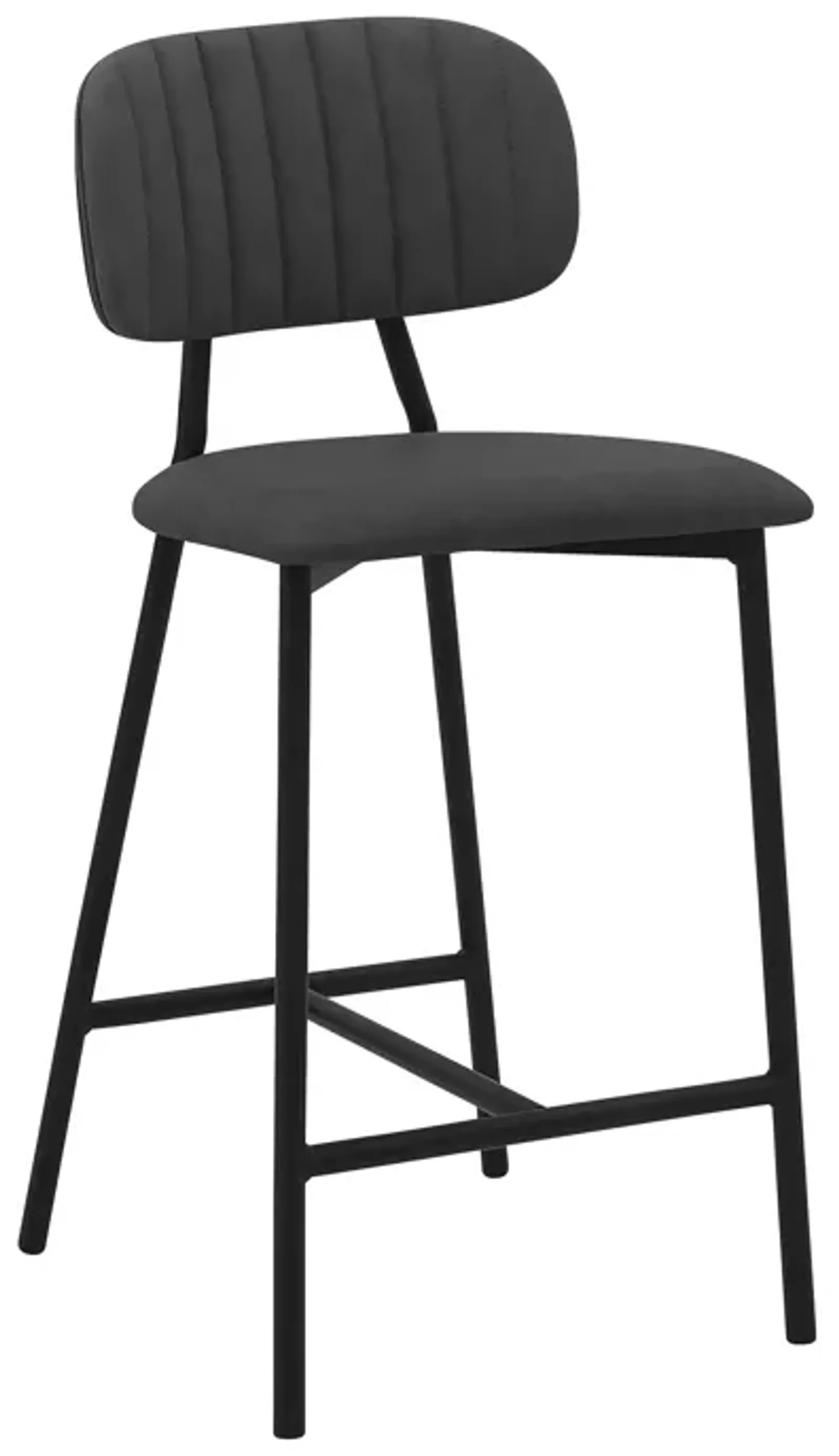 Rococo 26" Gray Faux Leather and Metal Counter Height Bar Stool