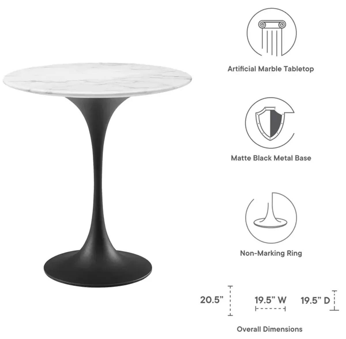 Lippa 20" Round Artificial Marble Side Table