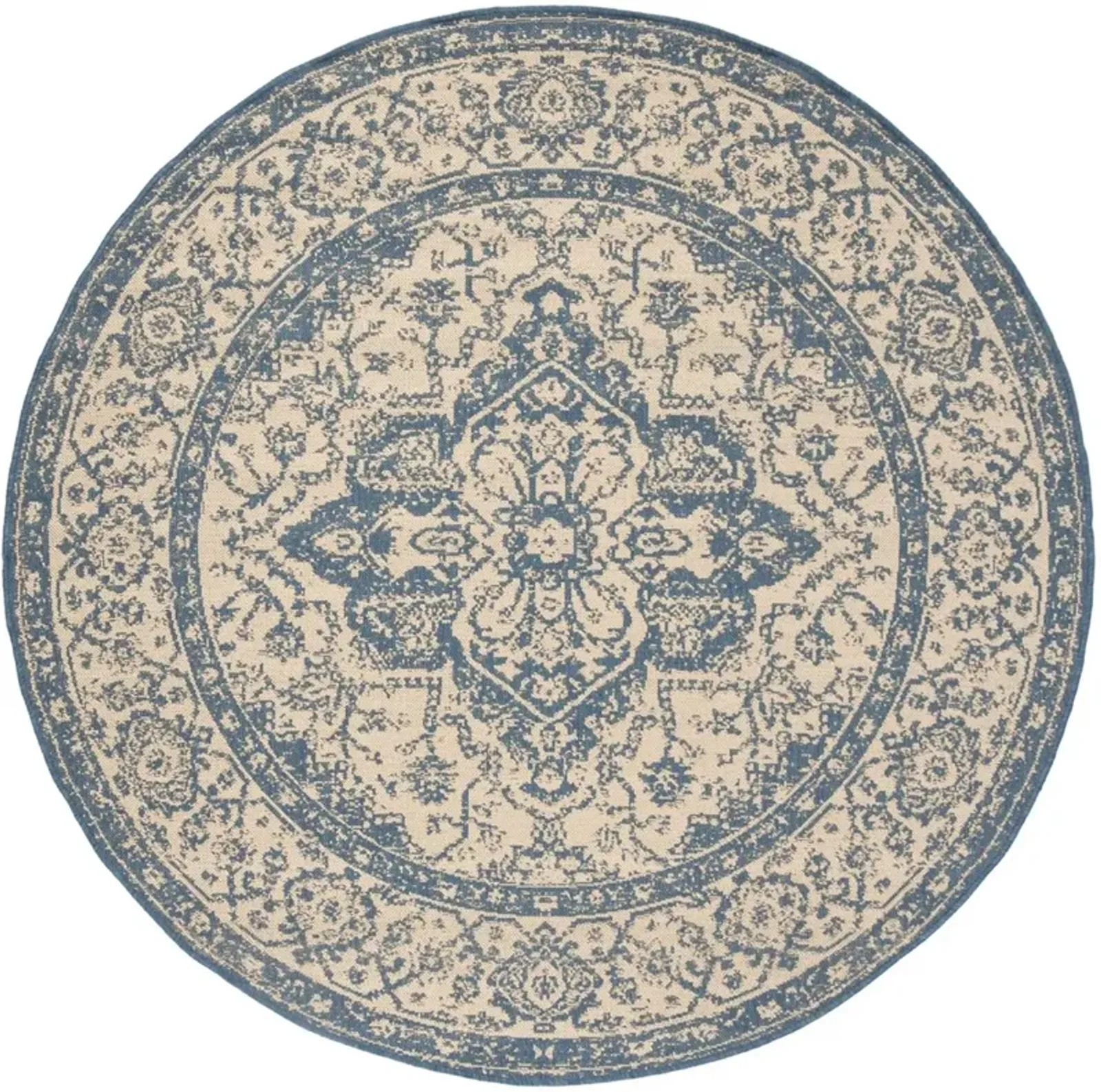 BEACH HOUSE 137 Blue 4' X 4' Round Round Rug