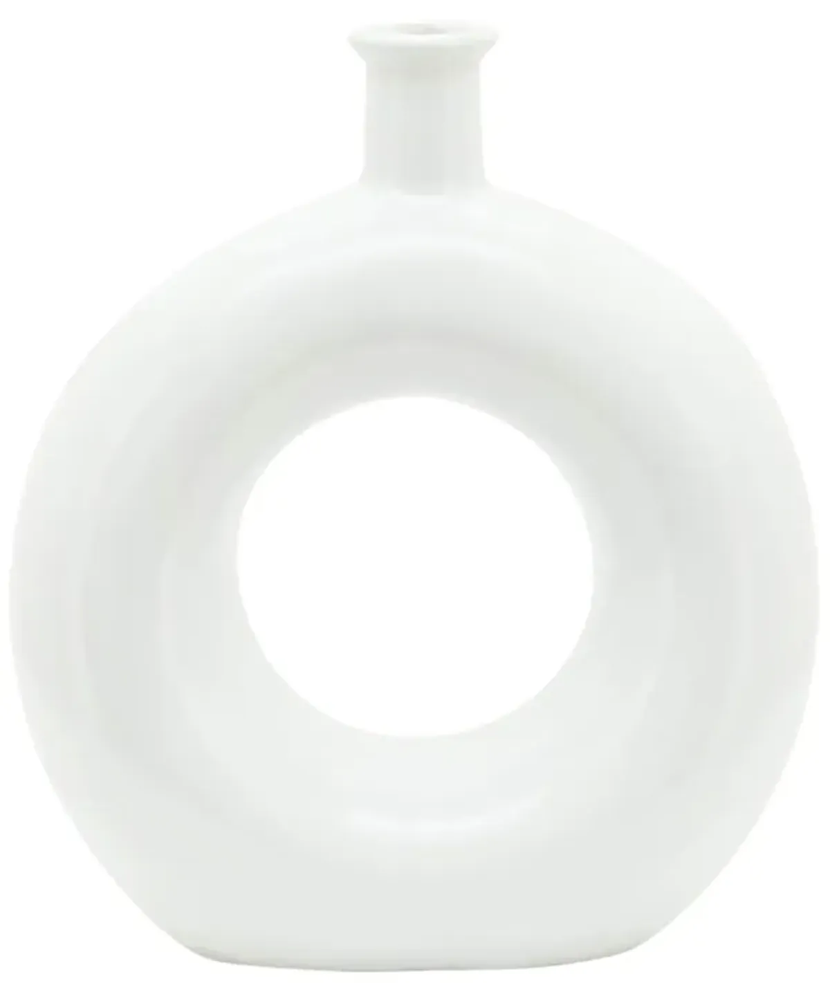 Ceramic, 8"h Round Cut-out Vase, White