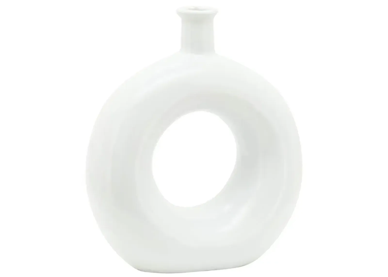 Ceramic, 8"h Round Cut-out Vase, White