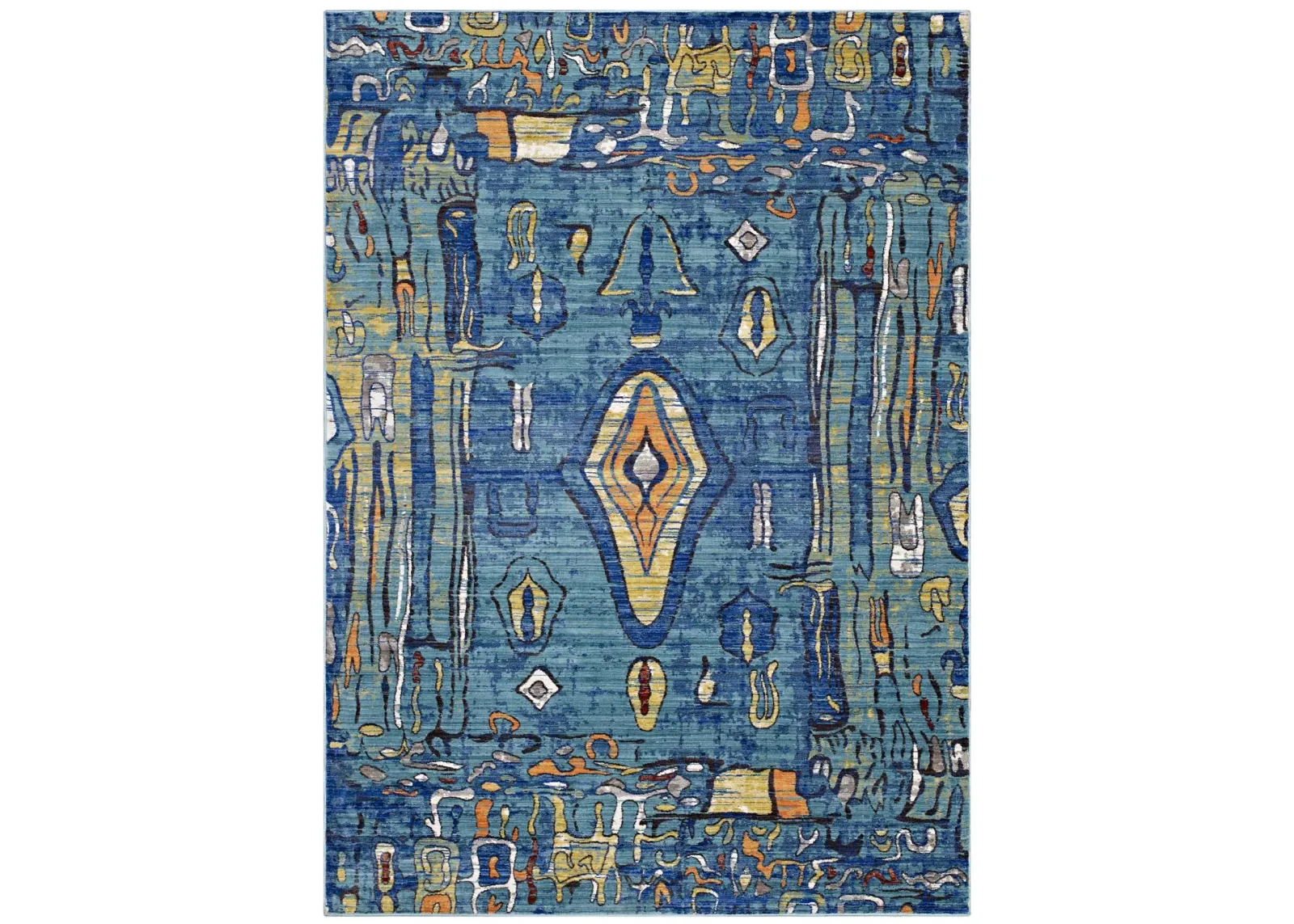 Yaretzi Distressed Southwestern Aztec 4x6 Area Rug