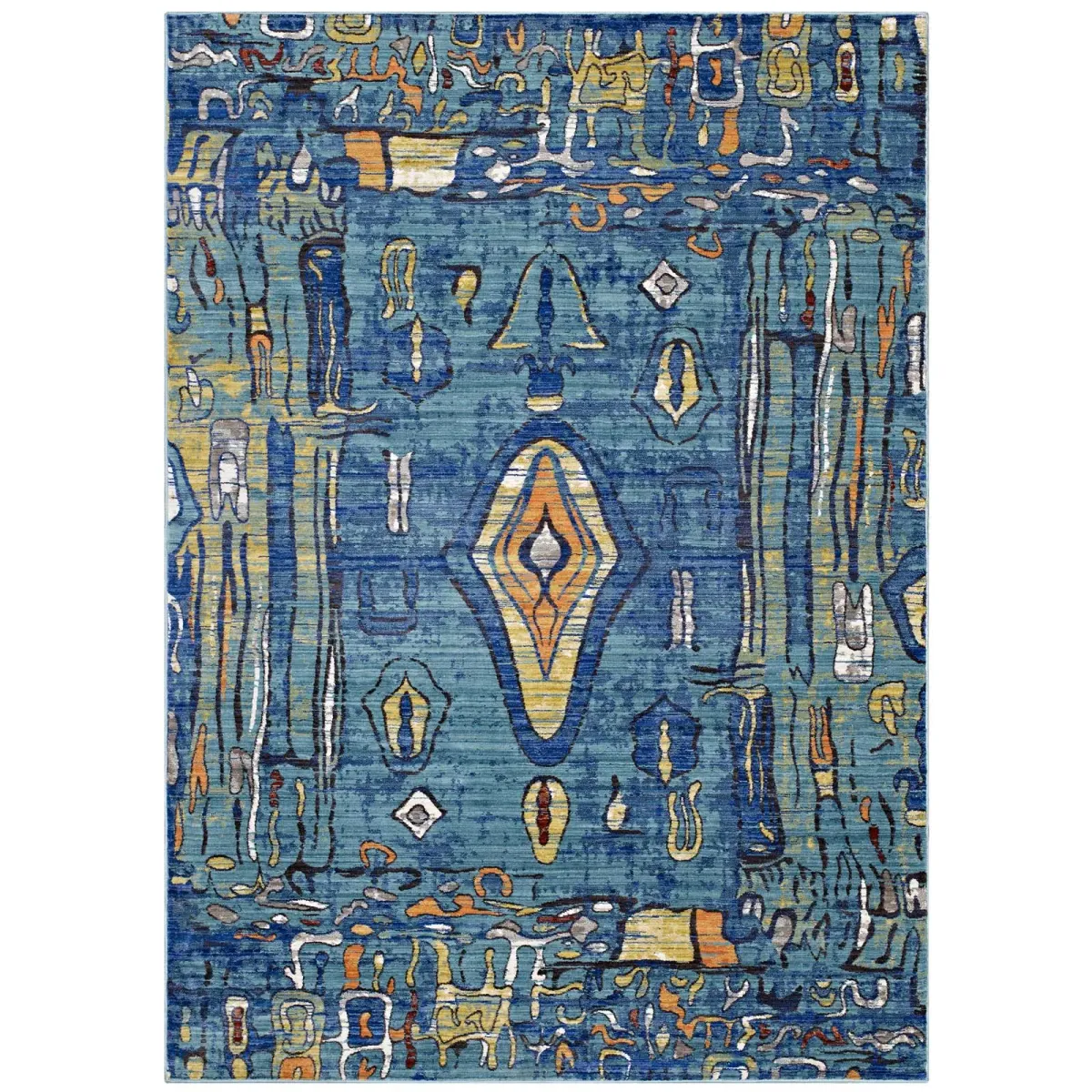 Yaretzi Distressed Southwestern Aztec 4x6 Area Rug