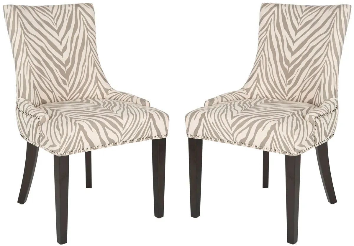 LESTER 19''H  DINING CHAIR  (SET OF 2) - SILVER NAIL HEADS