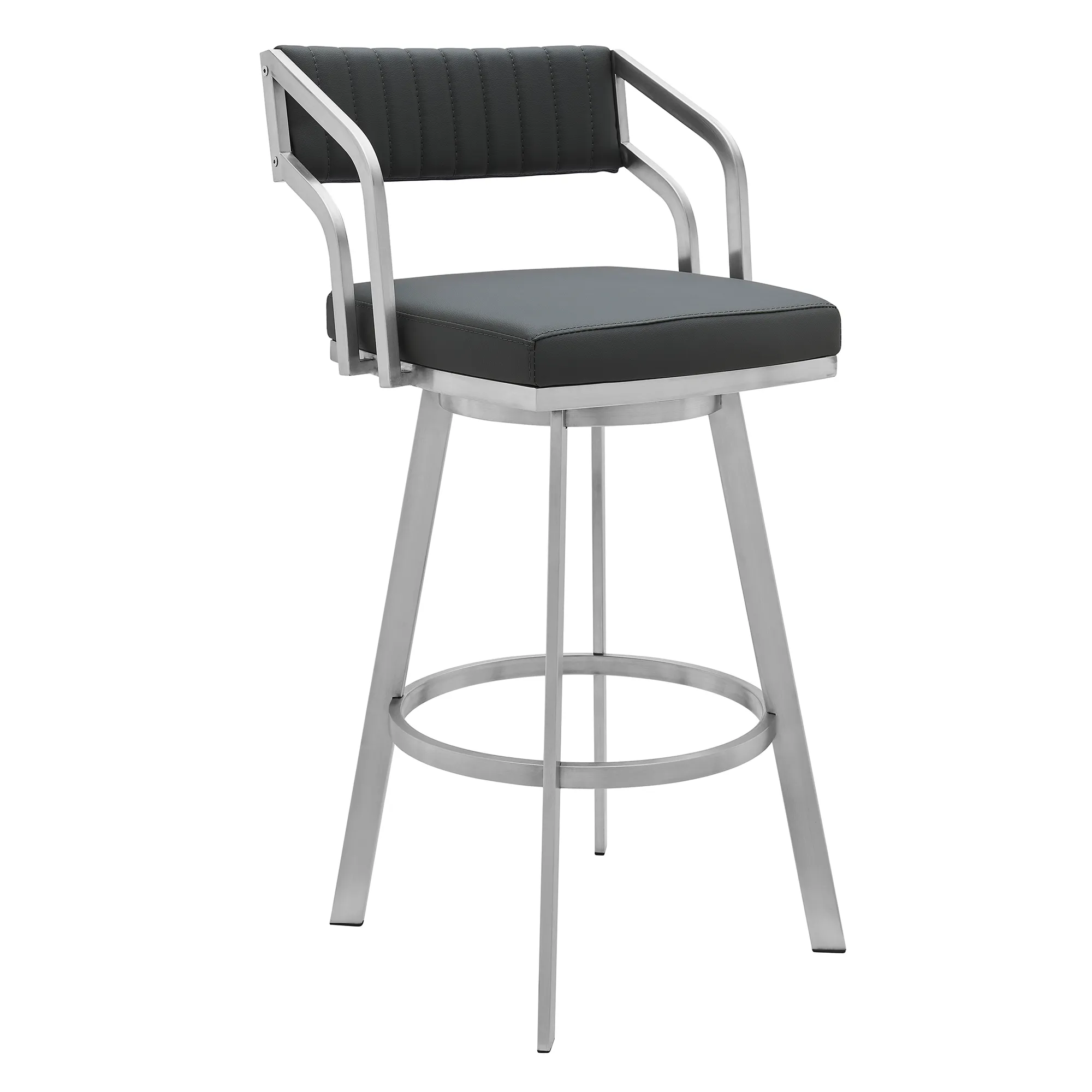 Scranton Swivel Modern Metal and Slate Gray Faux Leather Bar and Counter Stool