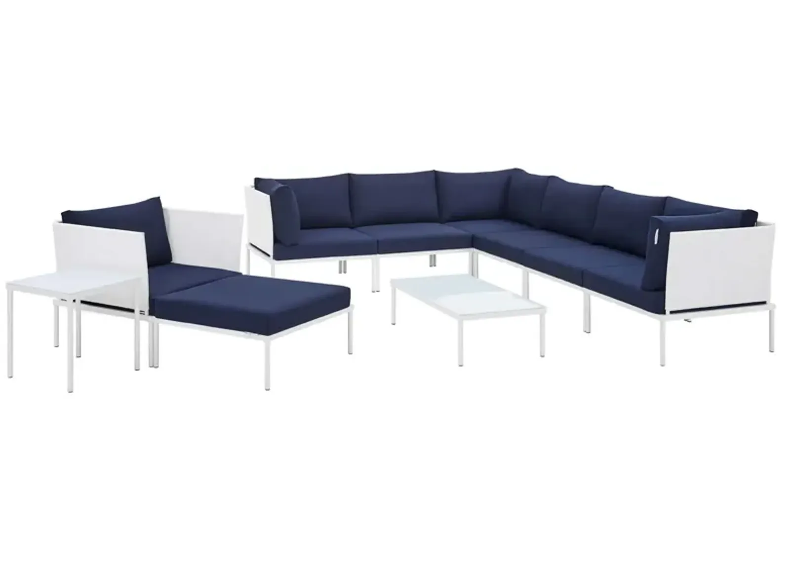 Harmony 10-Piece  Sunbrella® Outdoor Patio Aluminum Sectional Sofa Set