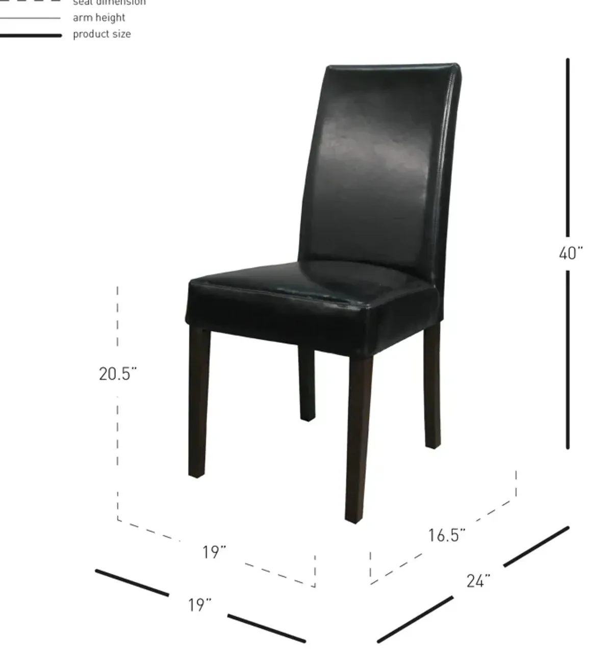 Hartford Leather Dining Side Chair, Black (Set of 2)