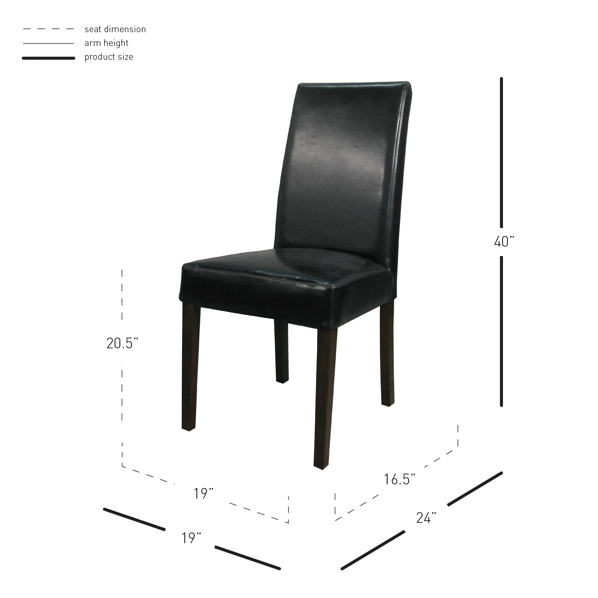 Hartford Leather Dining Side Chair, Black (Set of 2)