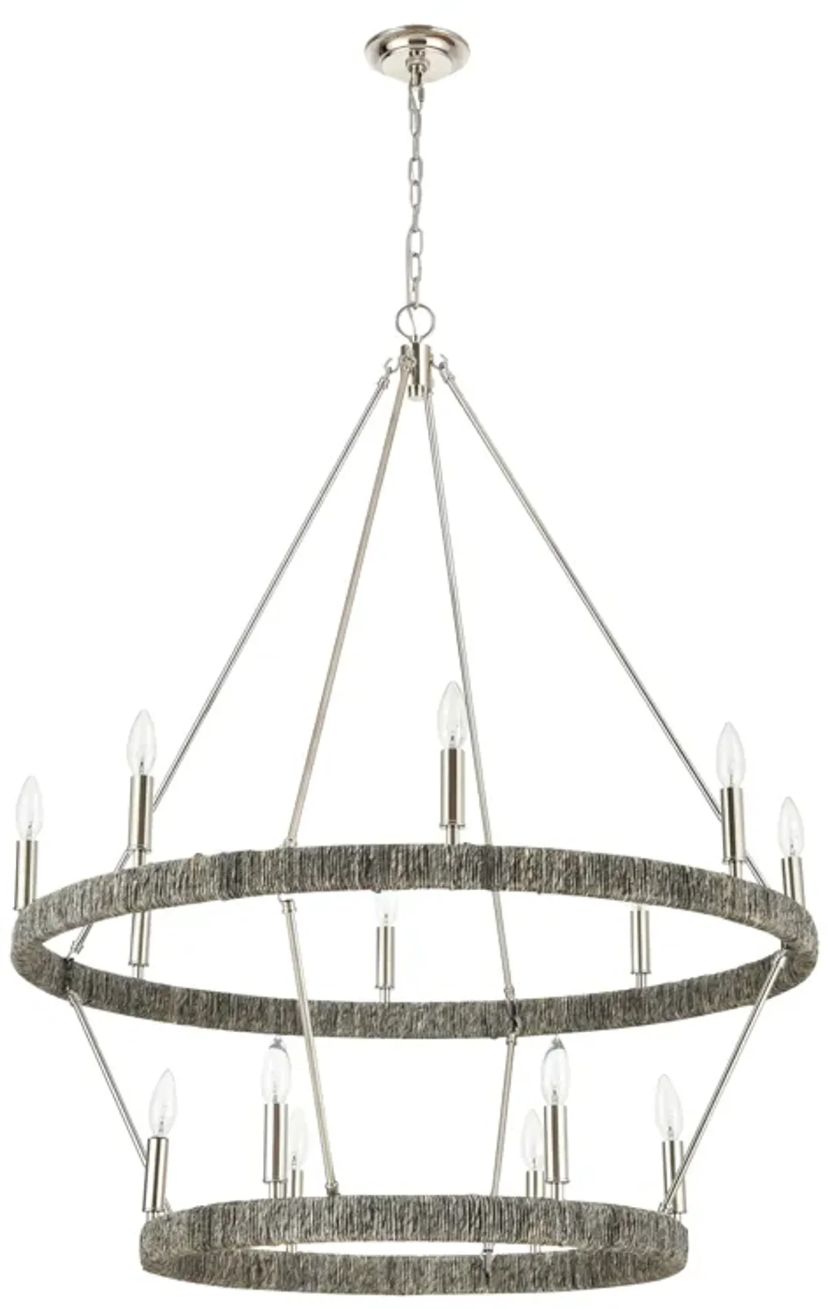 Abaca 36" Wide 14-Light Chandelier - Polished Nickel