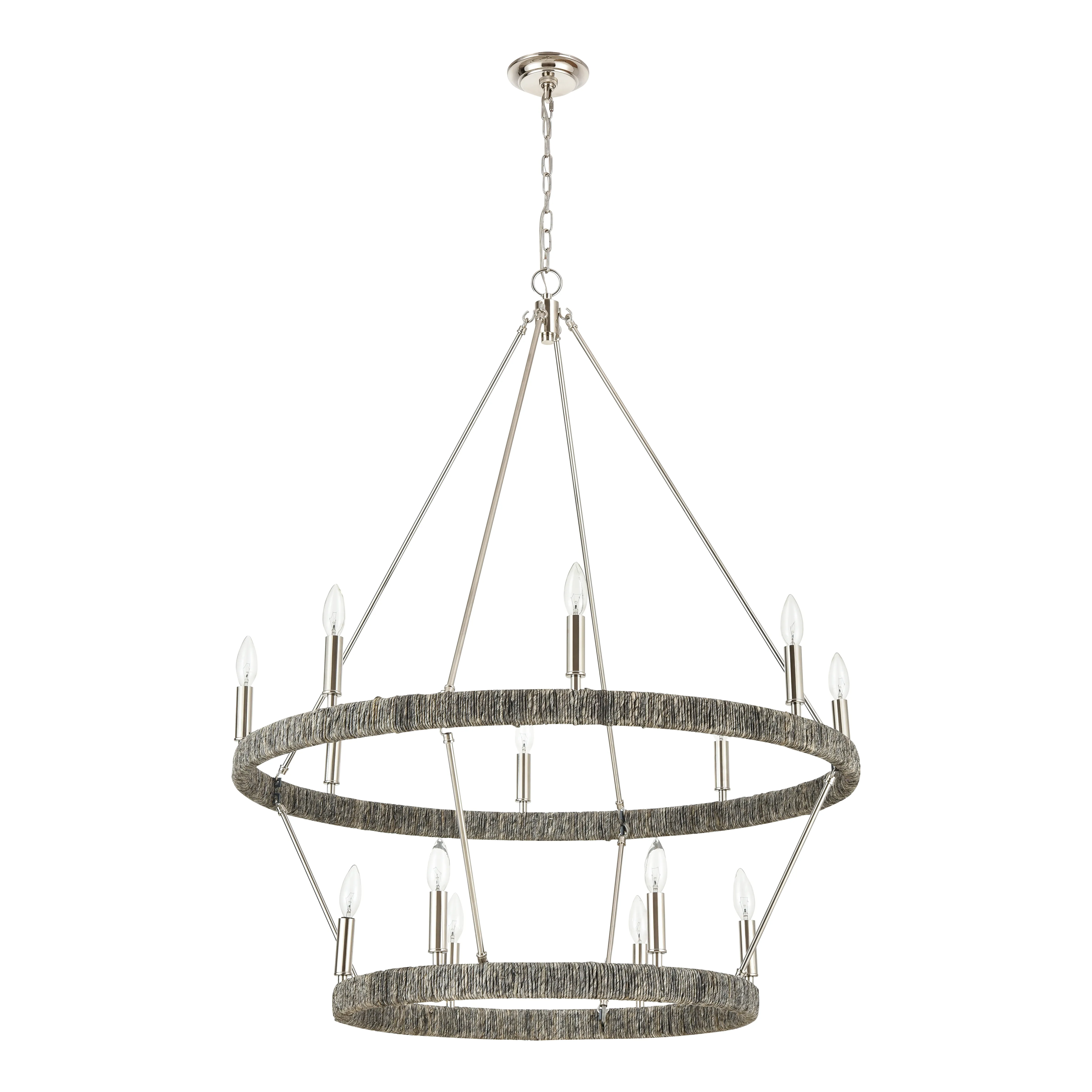 Abaca 36" Wide 14-Light Chandelier - Polished Nickel