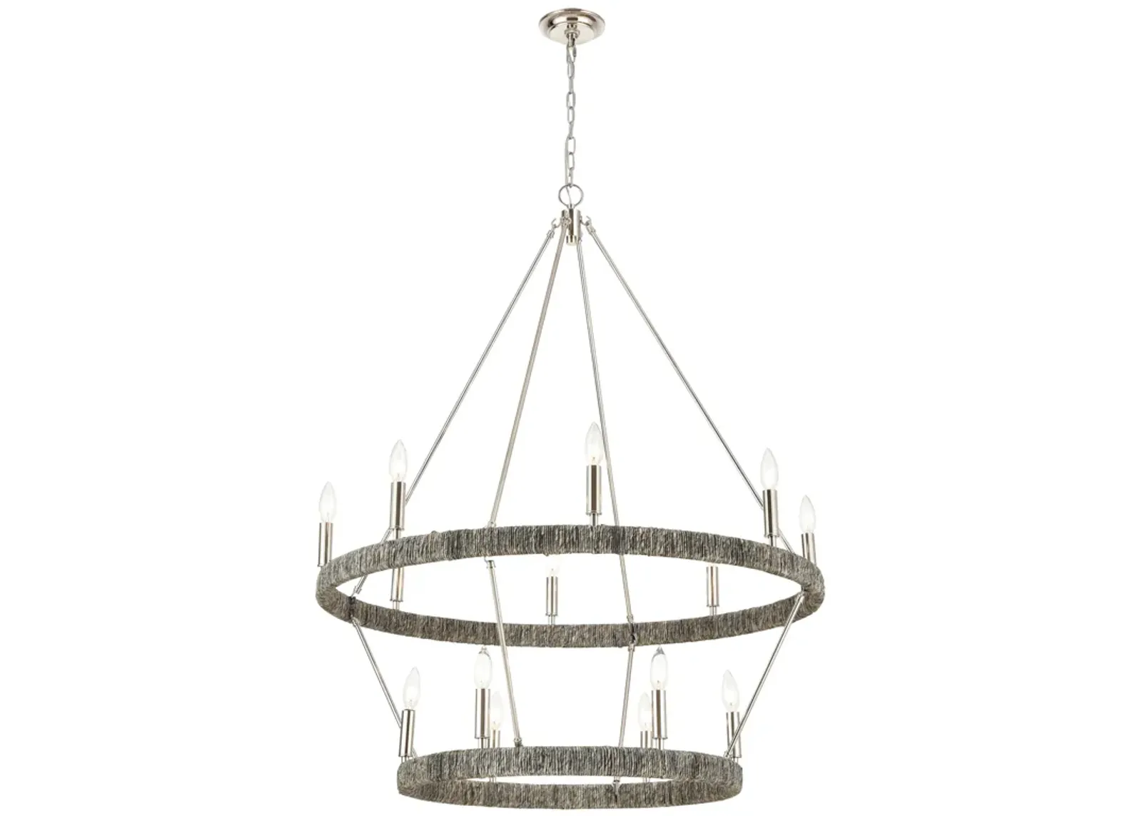 Abaca 36" Wide 14-Light Chandelier - Polished Nickel