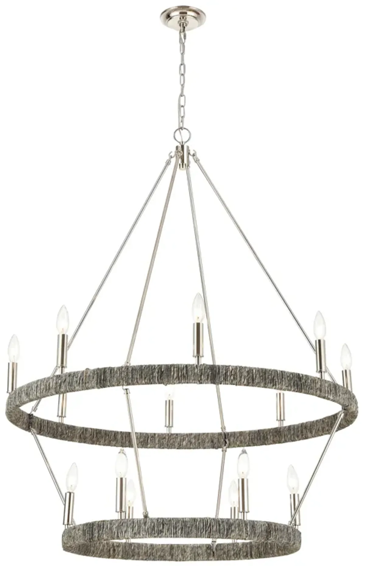 Abaca 36" Wide 14-Light Chandelier - Polished Nickel